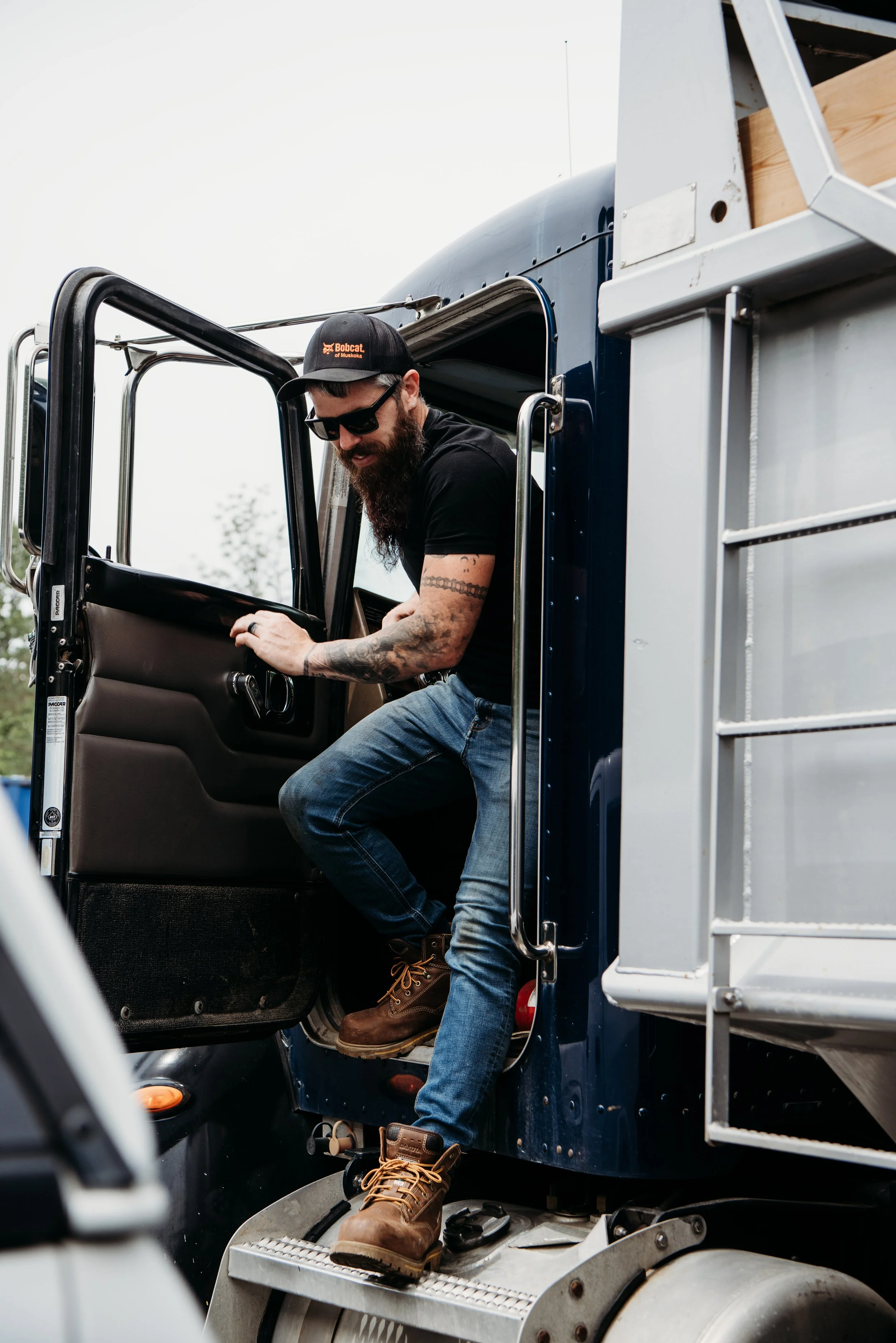 Dillon, owner of Excavation and Creation, arriving on site in Muskoka for excavation and septic work