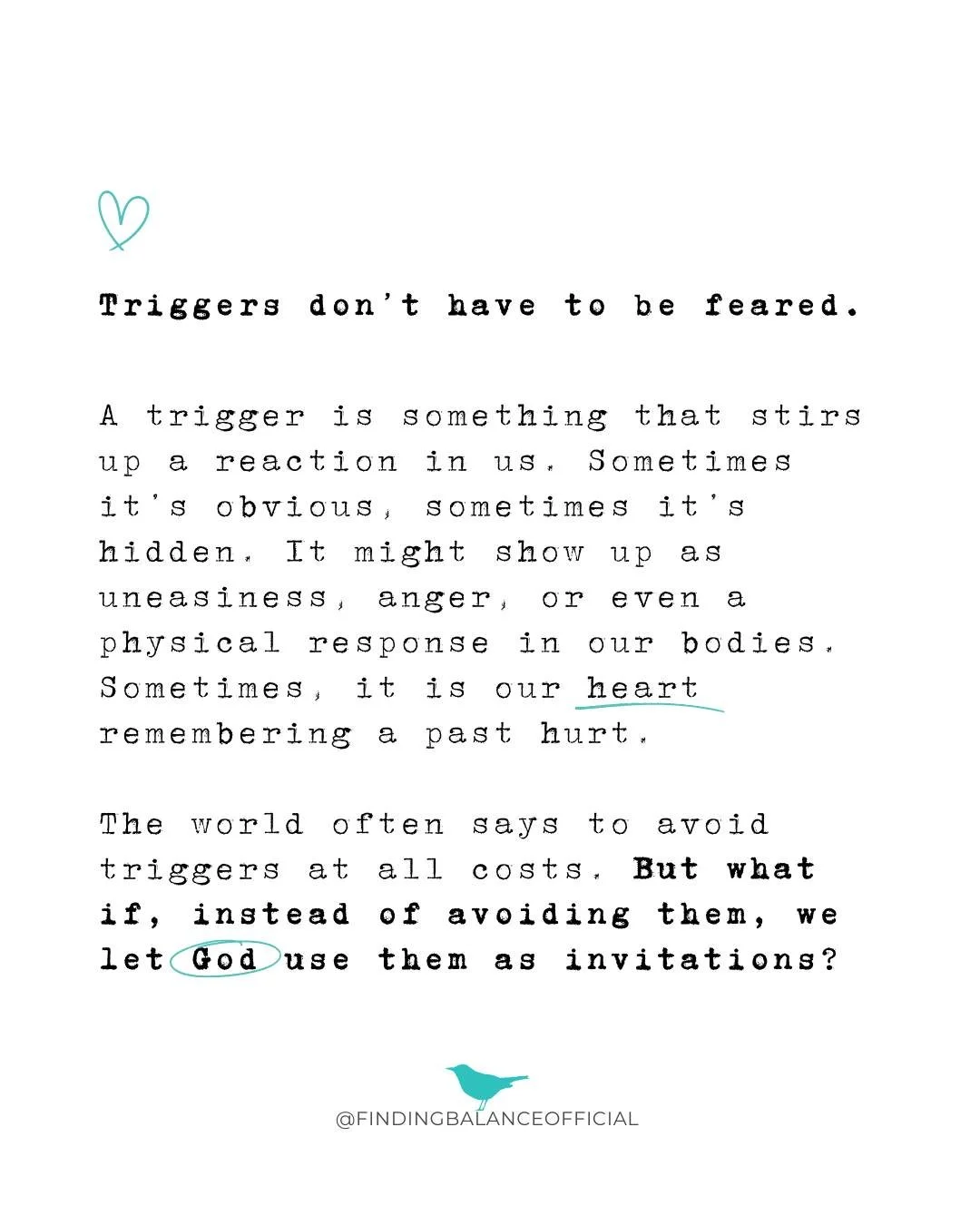 ✨ Triggers can be indicators of what is going on deep inside.
🤔 They can help us get curious: &ldquo;Lord, why do I react this way?&rdquo;
🌿 They can become opportunities, because while the enemy wants us stuck, God is always offering healing in th