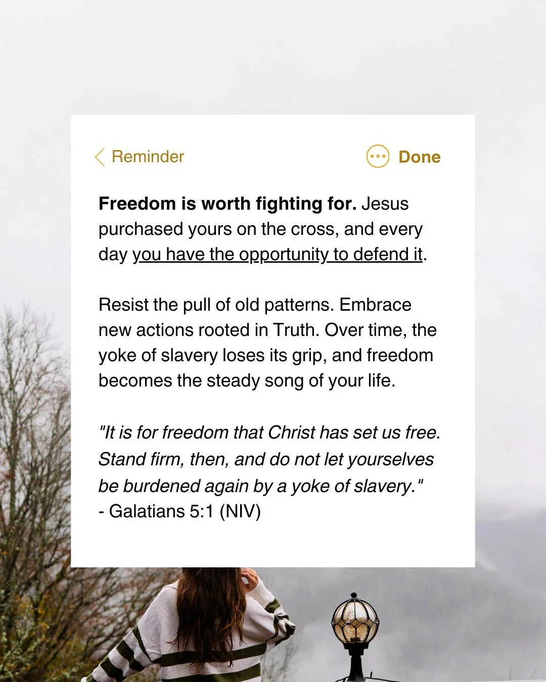 When fear rushes in, you can slide back into old coping patterns that keep you stuck, OR you can bring that fear before the Lord and ask Him what He wants you to do next. Then take the next step of obedience as He leads you.

You've already been set 