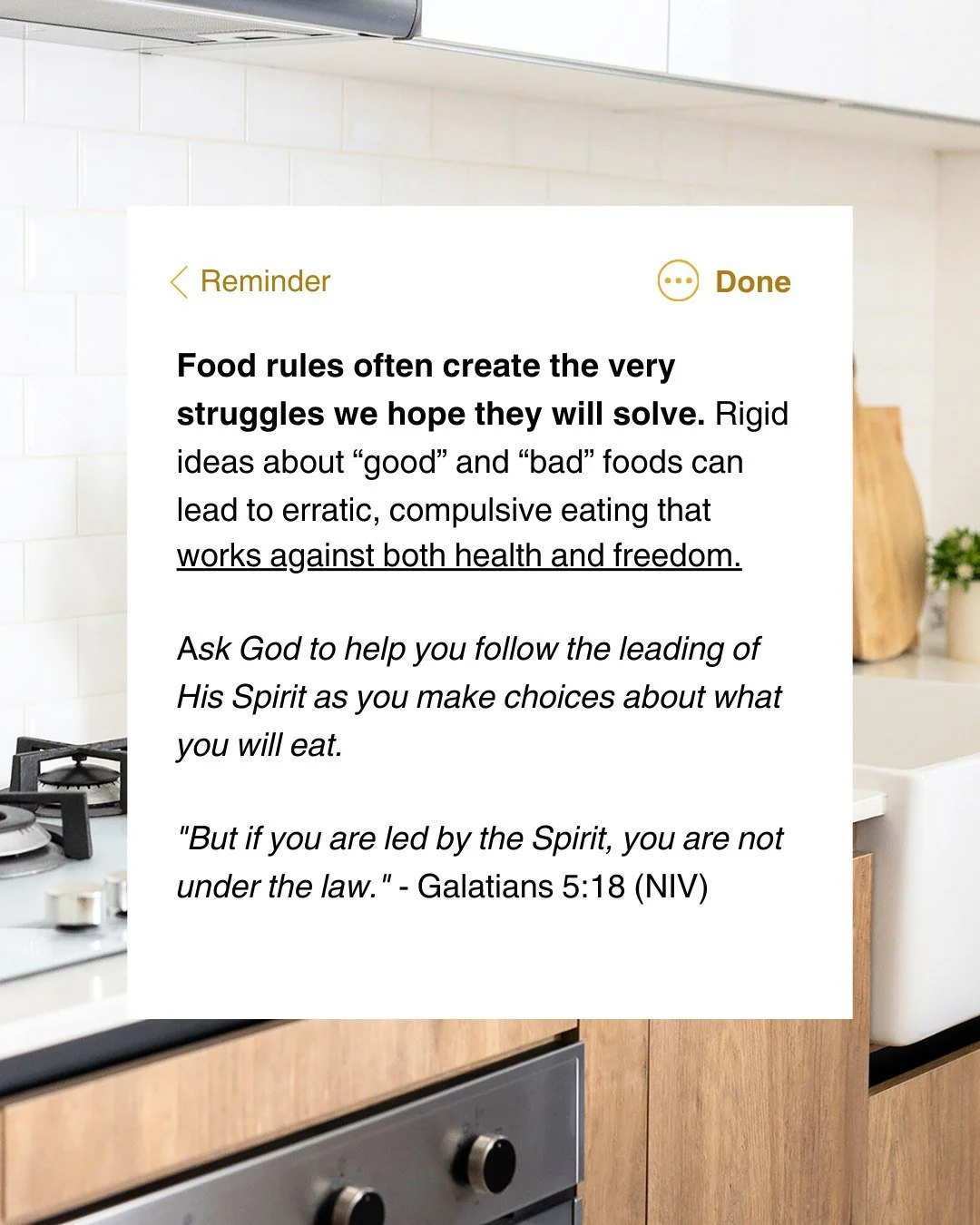 Food rules often create the very struggles we hope they will solve. Rigid ideas about &ldquo;good&rdquo; and &ldquo;bad&rdquo; foods can lead to erratic, compulsive eating that works against both health and freedom.

If you belong to Christ, God&rsqu