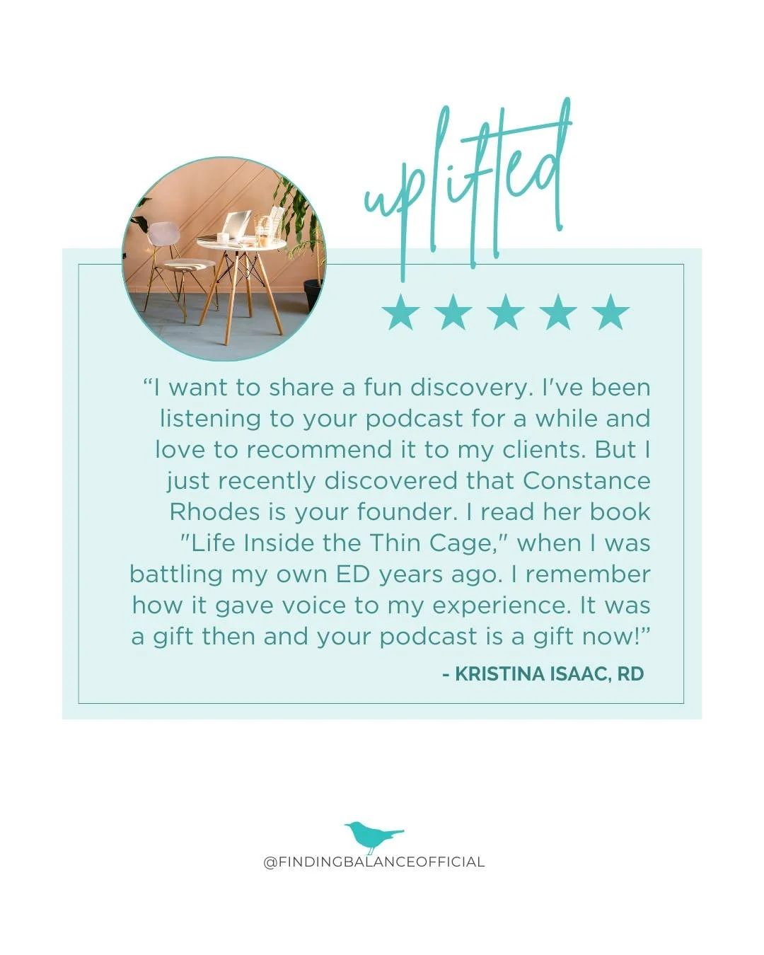 Every now and then the Lord sends a reminder that He is weaving stories together in ways we could never imagine. We recently received a note from Kristina Isaac, a Canadian Registered Dietitian who offers Christ-centered eating disorder support, and 