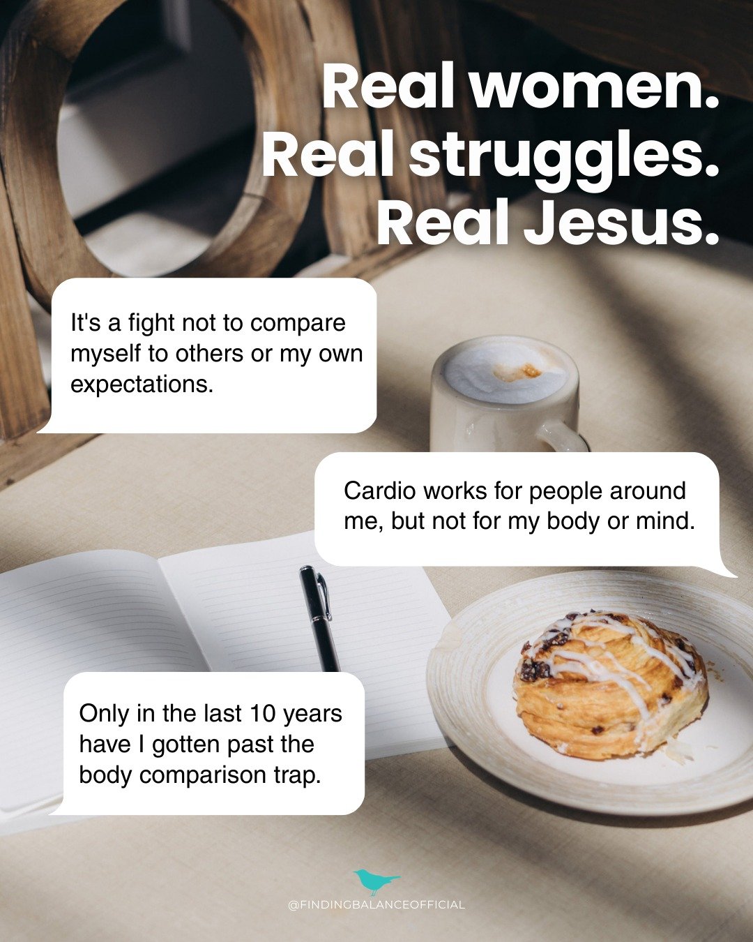 Comparison is loud. And diet culture hands us a megaphone.

But God didn't create you to measure yourself against anyone else's body, journey, or timeline. He created you uniquely, on purpose, for a purpose!

Your body is not a before photo. It's not