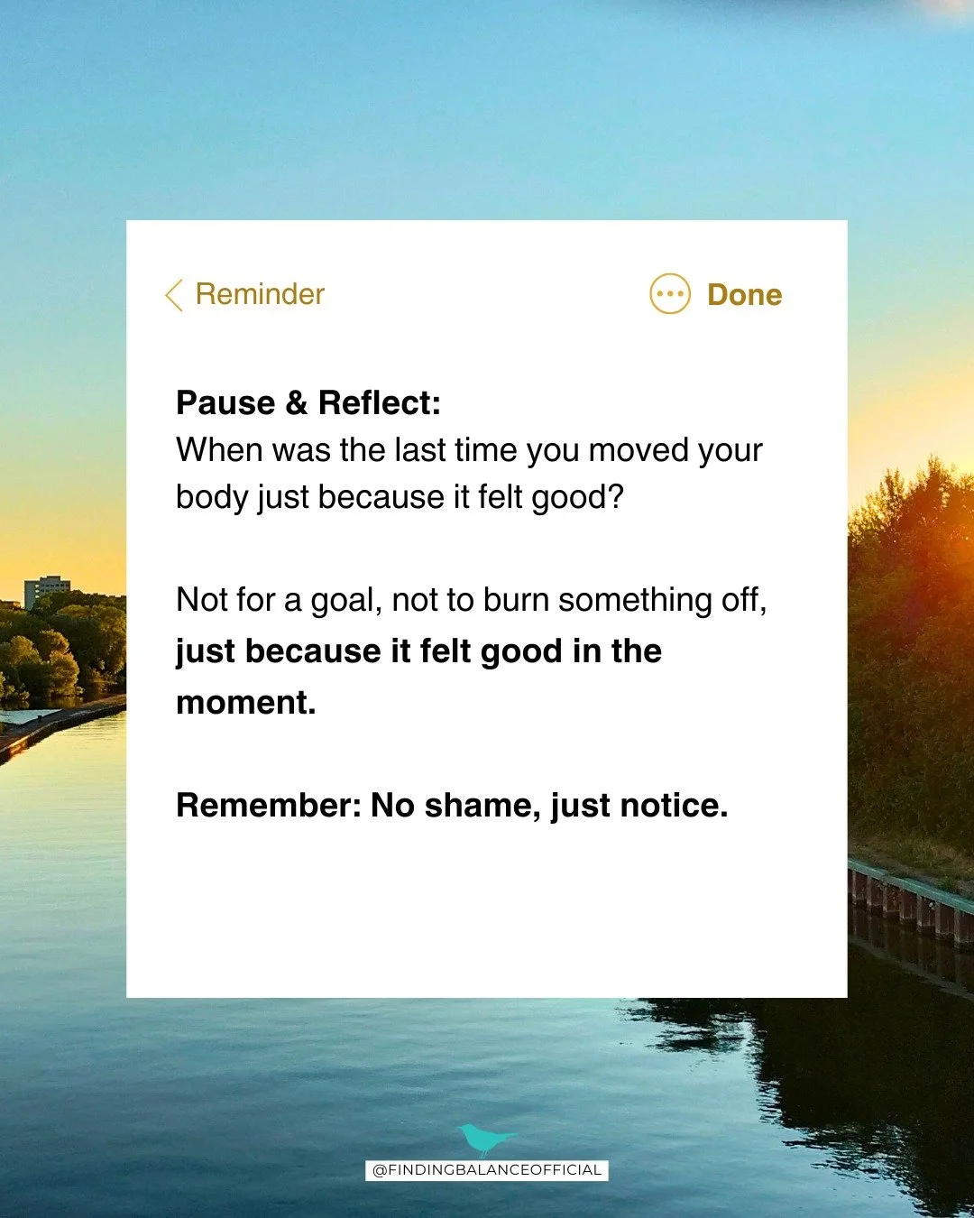 Movement doesn't have to be earned, tracked, or justified. Sometimes the most healing thing you can do is move just because it feels good.

Take a moment today to reflect, and if something comes up for you, we'd love for you to bring it into a space 