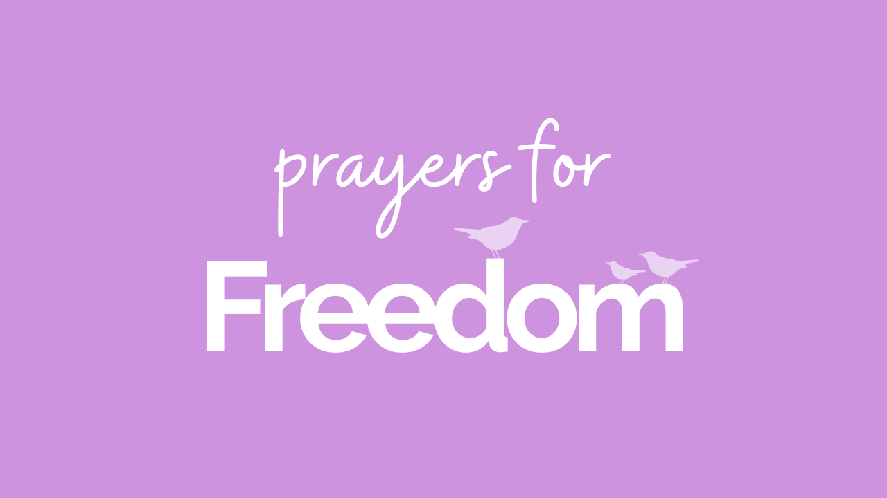 prayers for freedom logo with birds standing on the word freedom