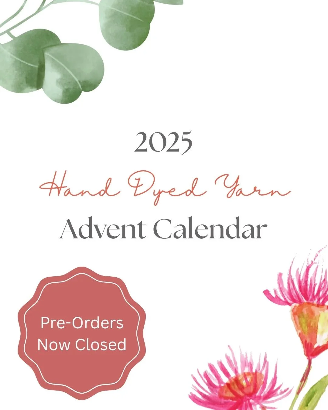 Pre-orders have now closed for the 2025 Hand Dyed Yarn Advent Calendar, 'Eucalypt Forest'. 
📌Missed the pre-order? I'll be dyeing up a few bonus kits, and these will be available in November. Make sure to follow for updates. 
👇Leave a comment bel