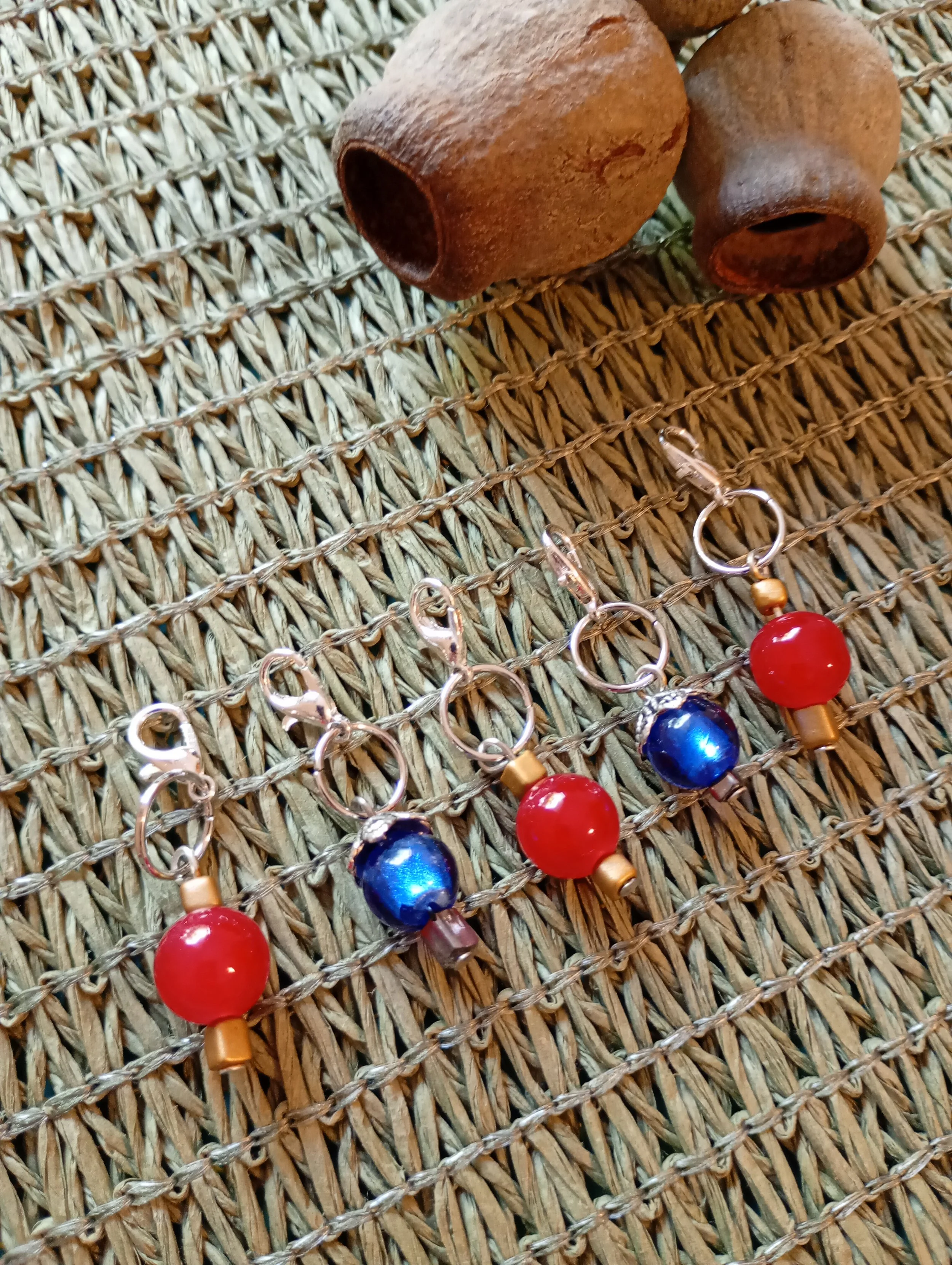 Stitch Markers (Set of 5) - Red/Blue