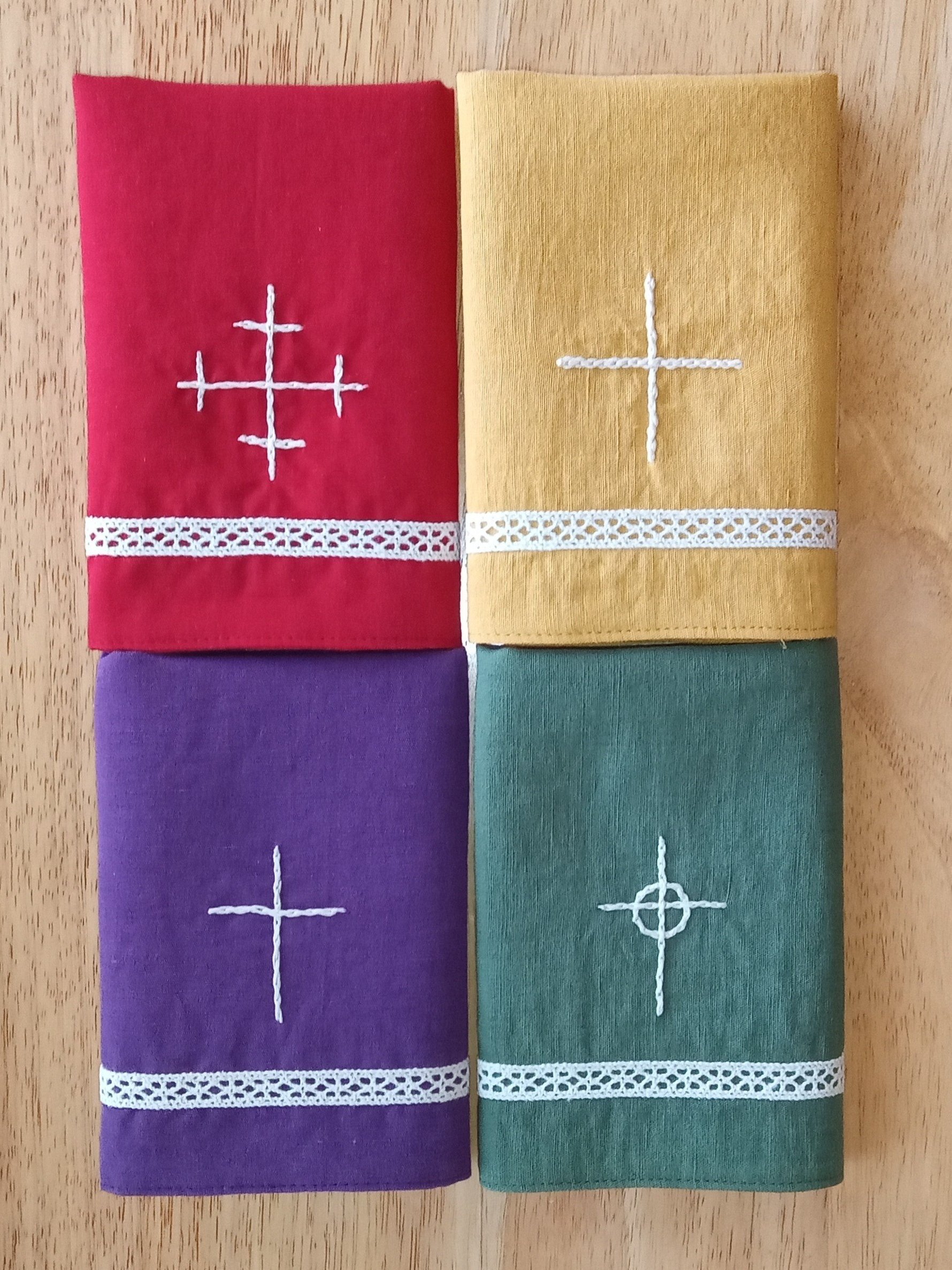 Set of Four : Custom made Christian Prayer Table Cloths for Home Altars and School Prayer Spaces