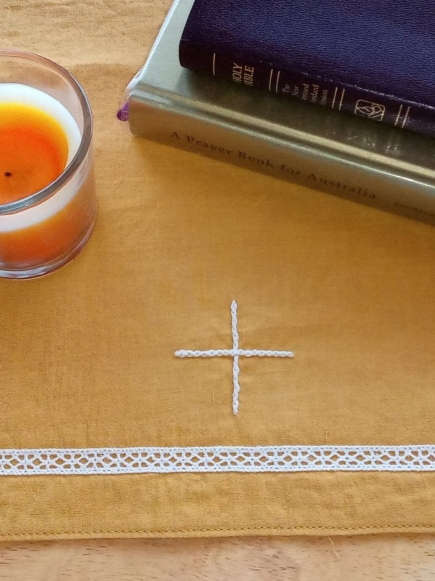 Gold : Custom made Christian Prayer Table Cloths for Home Altars and School Prayer Spaces