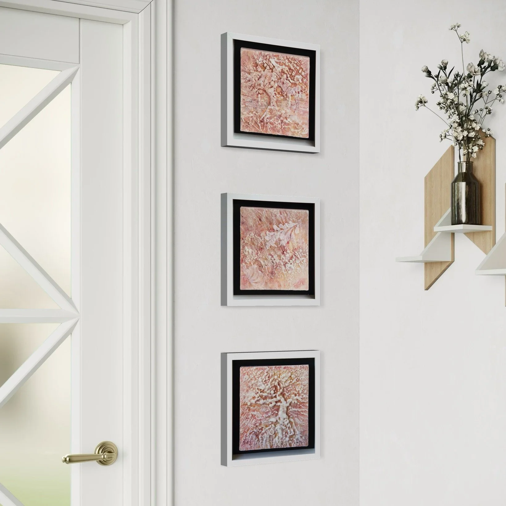 Small artworks. Big impact.

Lyne Marshall&rsquo;s Movement, Serendipity, and Growth prove how easy it is to bring joy and meaning to a wall&mdash;even with pieces as small as 270 &times; 270 mm.

Each work, created in encaustic on board, carries a s