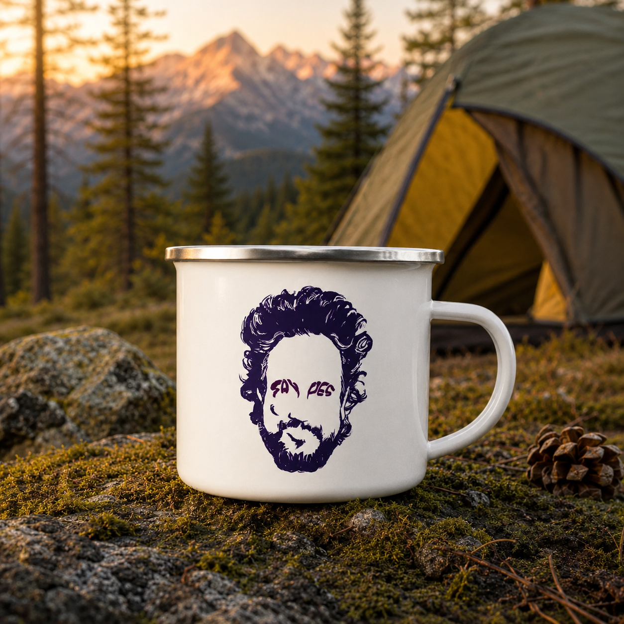 Ancient Astronaut Theorists SAY YES Giorgio Tsoukalos Enamel Camp Cup | Lenny's After Dark | SAY YES hidden joke in the eyes