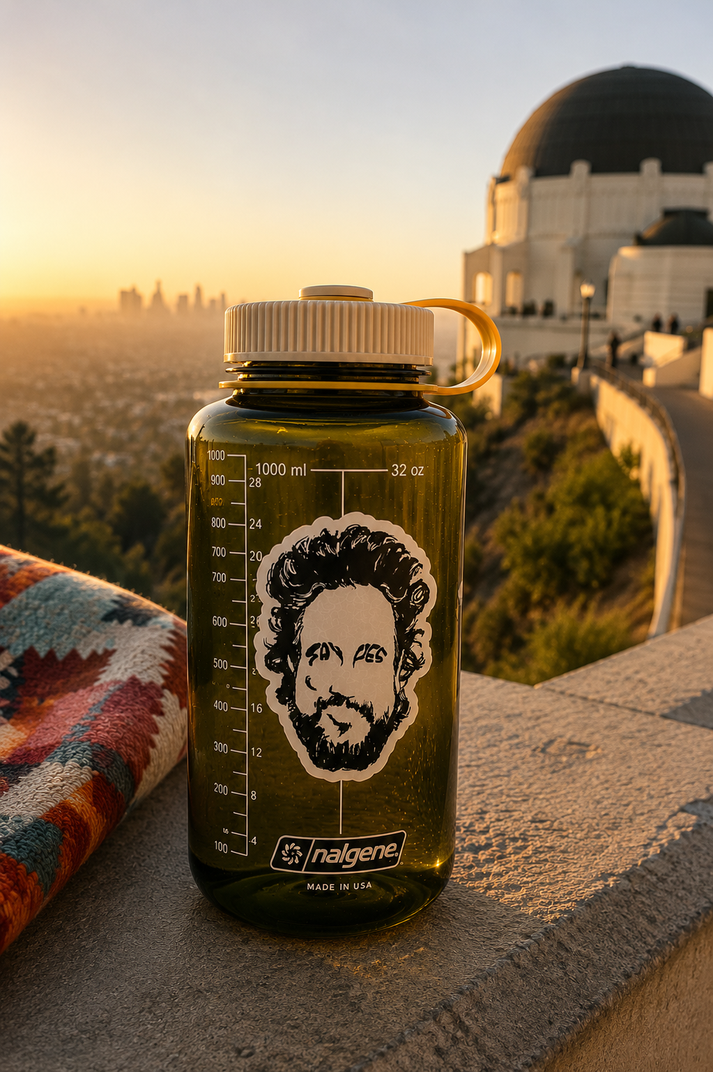 Three SAY YES vinyl stickers in matte, holographic and glow-in-the-dark finishes featuring an illustrated portrait inspired by Giorgio Tsoukalos from Ancient Aliens.
