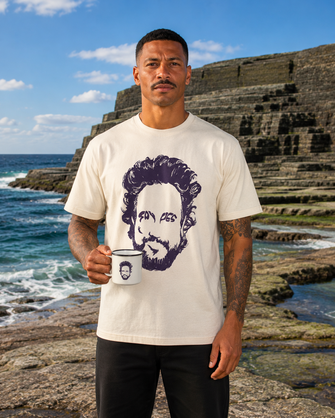 Ancient Astronaut Theorists SAY YES Giorgio Tsoukalos T-shirt | Lenny's After Dark | AS colour Ecru Classic Fit | Ancient Aliens Fans | Yonaguni Monument (Ryukyu Islands, Japan)