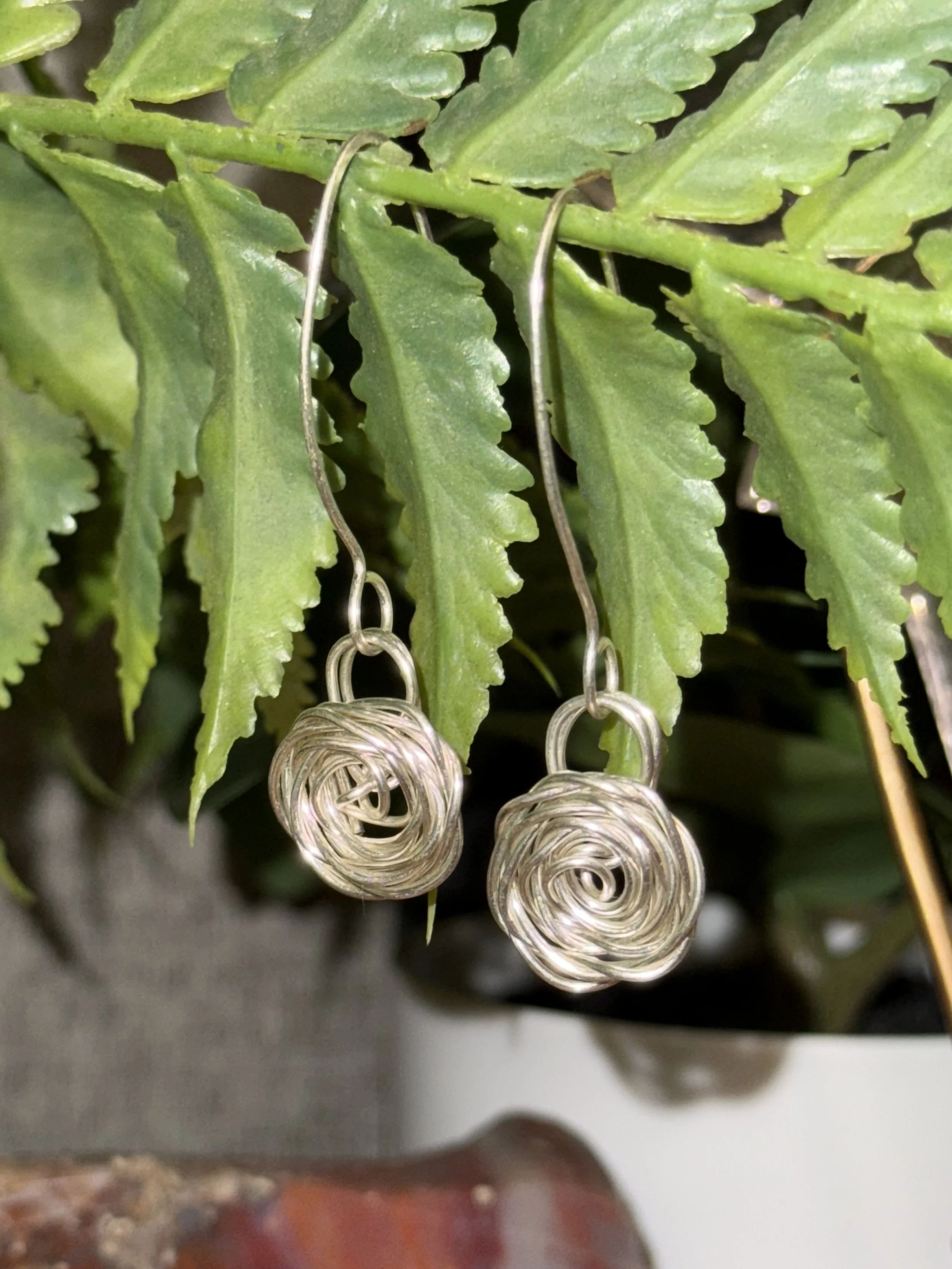 Long Single Rose Earrings