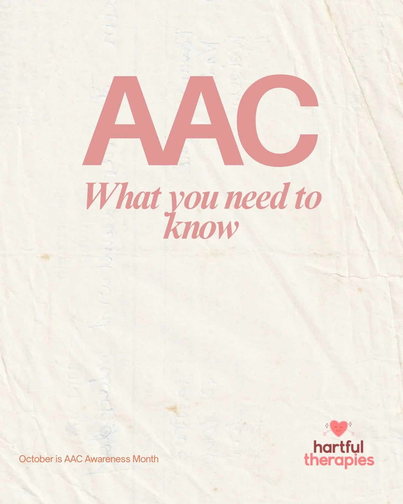 October is AAC Awareness Month 💜

So, what do you need to know about AAC?

👉 AAC = Augmentative and Alternative Communication. It includes any tool or strategy that supports communication when speech is hard to use.

AAC can look like:
🖼️ Picture 