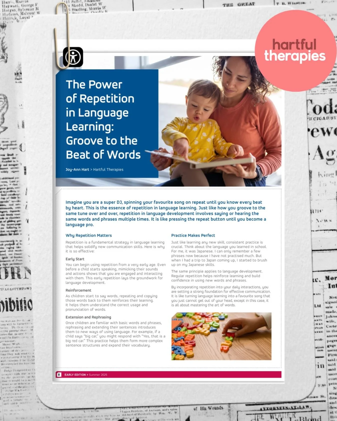 I recently had the opportunity to write an article on the power of repetition in language learning 🎶🗣️ and how we bring it to life every day in early learning settings 🧸📚

Repetition is one of those quiet superpowers 💫
In routines ⏰, songs 🎵, s