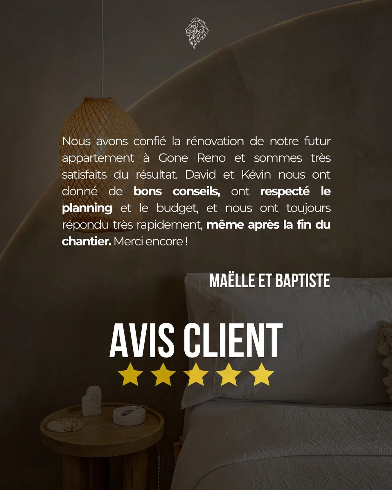 ⭐ Conseils et respect du planning 
Merci pour cet avis et votre confiance !
#renovation&nbsp;#renovationinterieure&nbsp;#avantapres&nbsp;#chantier&nbsp;#lyon&nbsp;#avis&nbsp;#satisfactionclient&nbsp;#gonereno