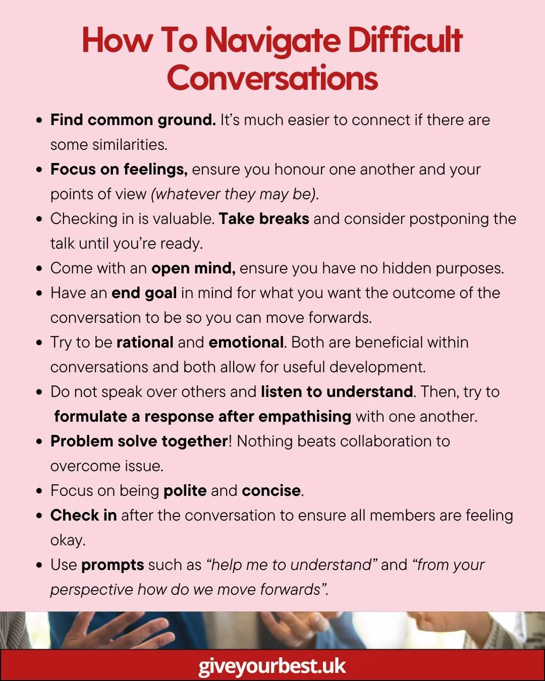 Here's a guide on how to have tough conversations in your personal or professional life.

Remember empathy is a human value and our care is rooted in understanding and common ground.