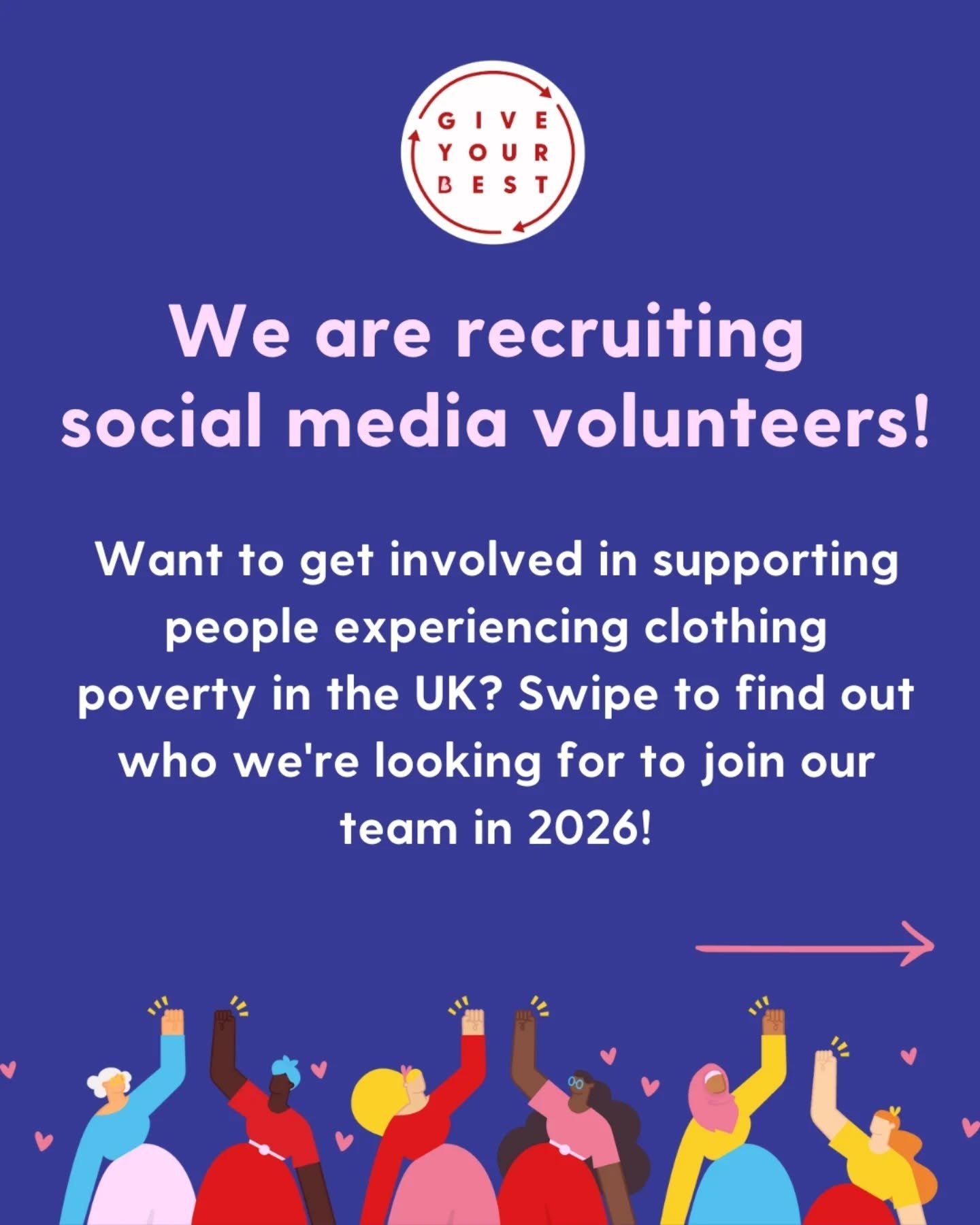 Volunteer with us in 2026! 🙌 

We're looking for enthusiastic, creative and driven volunteers to join our comms team in January. We ask volunteers to dedicate 3-4 hours a week to GYB, so if you have time to spare and a passion for human rights and s