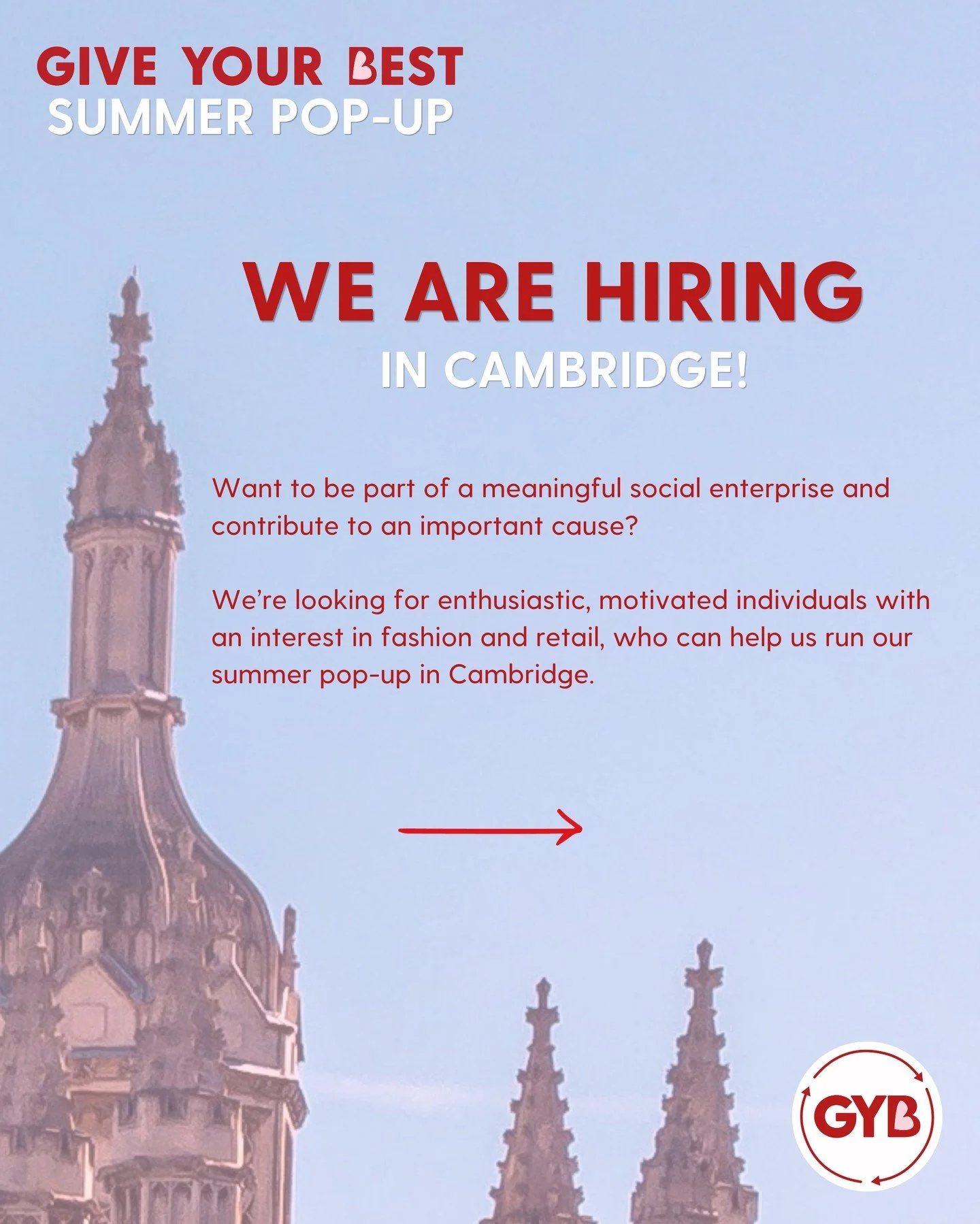 WE ARE HIRING ✨ ✨ 

Want to be part of a meaningful social enterprise and contribute to an important cause? 

We're looking for two enthusiastic and motivated individuals to help us run our summer pop-up in Cambridge. 

Roles: 
Pop-up Shop Coordinato