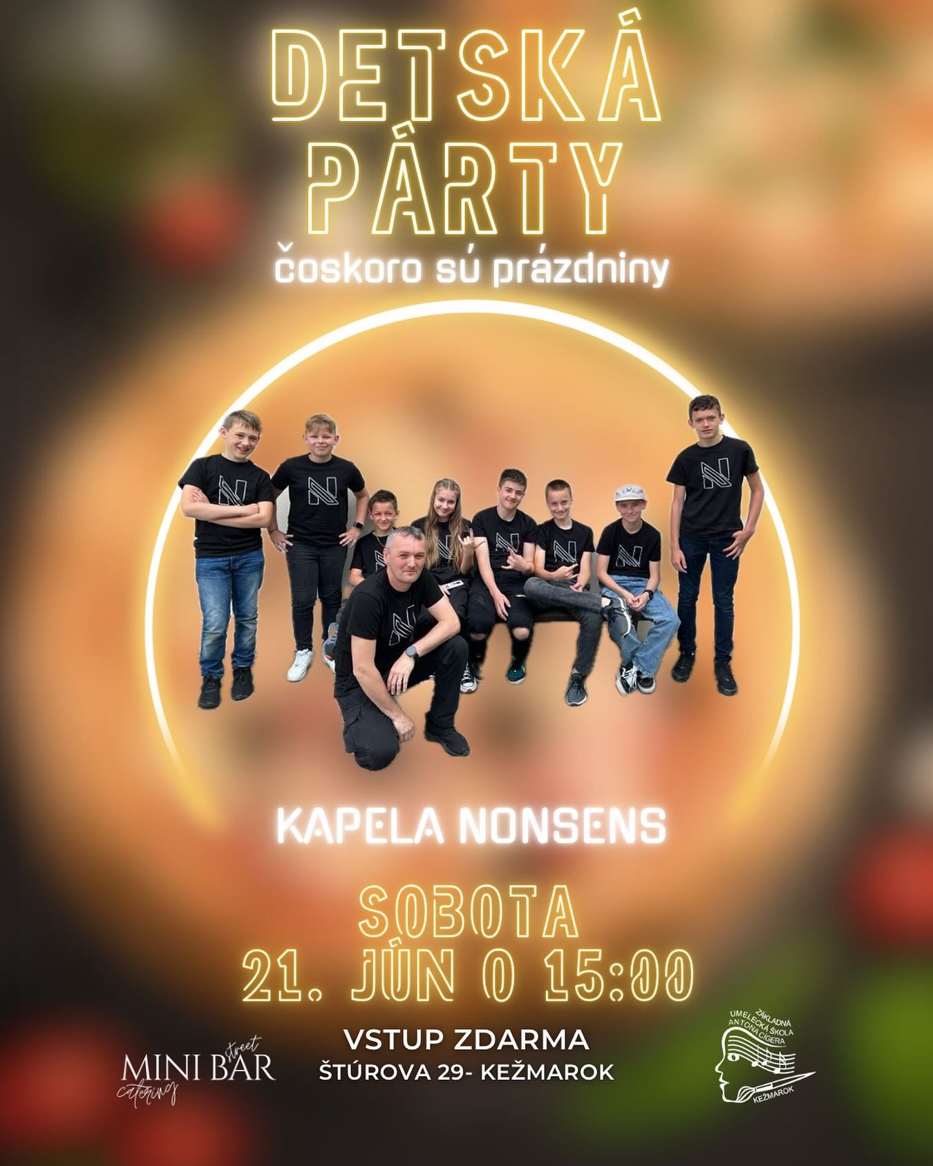 🎉 POZ&Yacute;VAME V&Aacute;S NA DETSK&Uacute; P&Aacute;RTY! 🎈
Pr&iacute;ďte si užiť skvel&eacute; popoludnie pln&eacute; hudby, radosti,z&aacute;bavy a skvel&eacute;ho jedla! 🥳

📍 Kedy? V sobotu 21. 6. o 15:00
📍 Kde? Minibar, &Scaron;t&uacute;ro