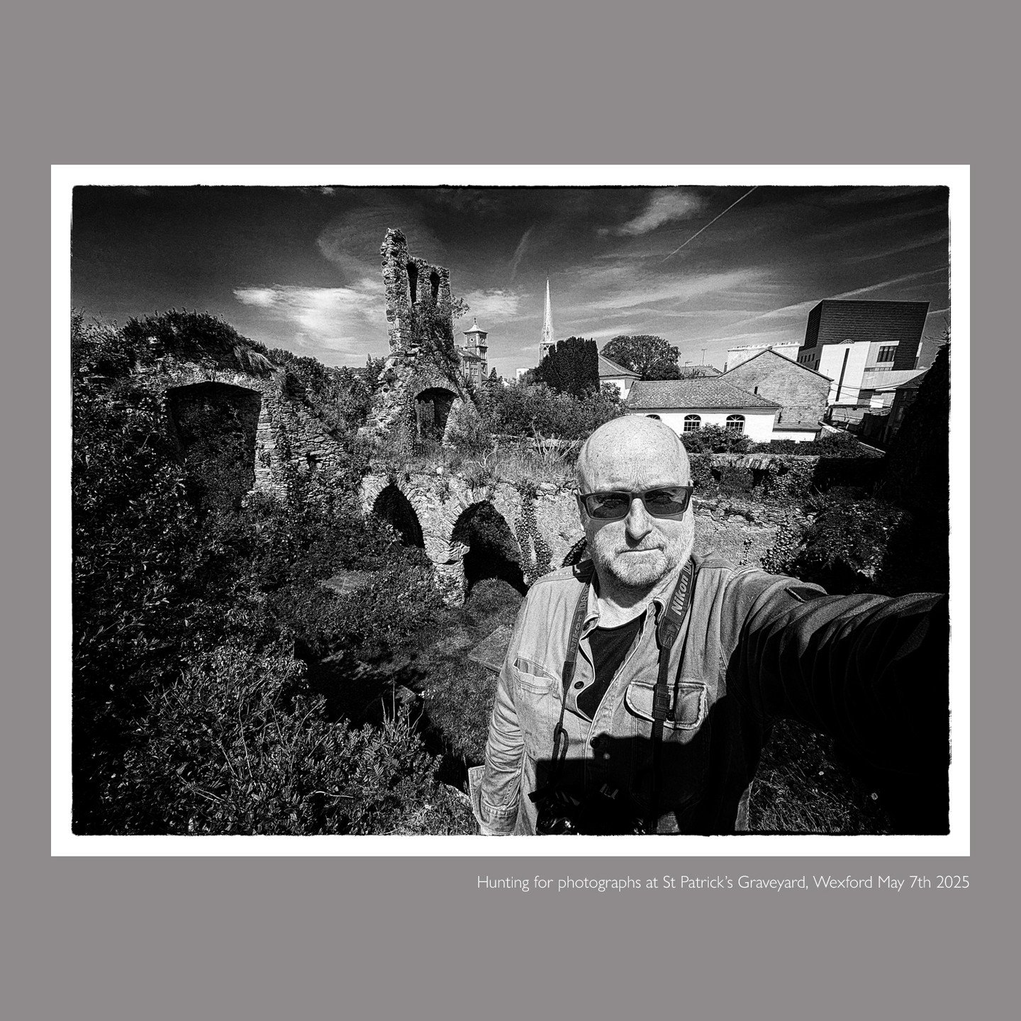 Hunting for photographs at St Patrick’s Graveyard, Wexford - I know, it's behind me! (What a beaut of a day!)
May 7th 2025
#padraiggrantswexford #blackandwhitephotography #selfportraitphotography