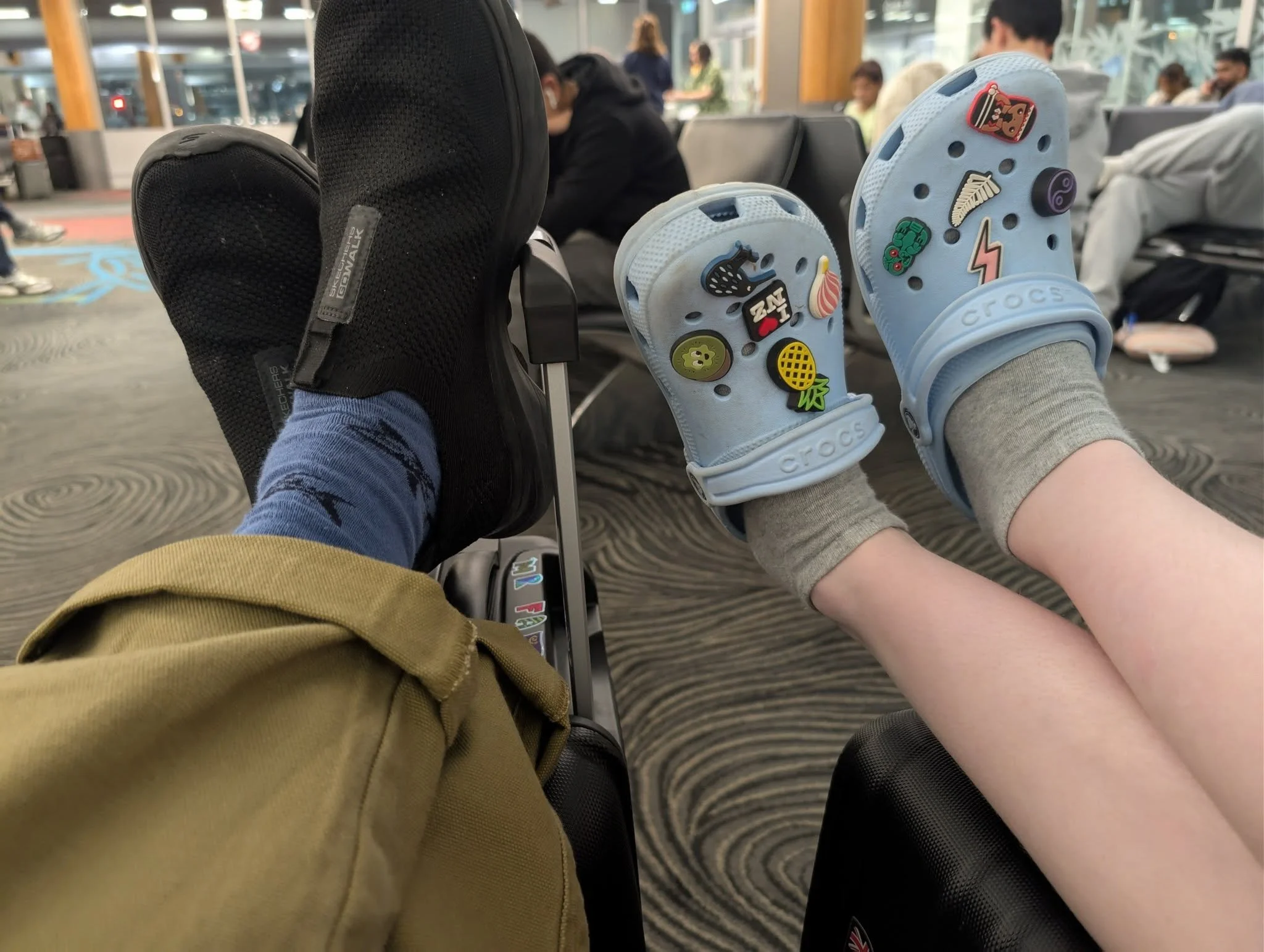 Time to head northwards and home. Feet up and waiting to board. That was a great, grand trip!