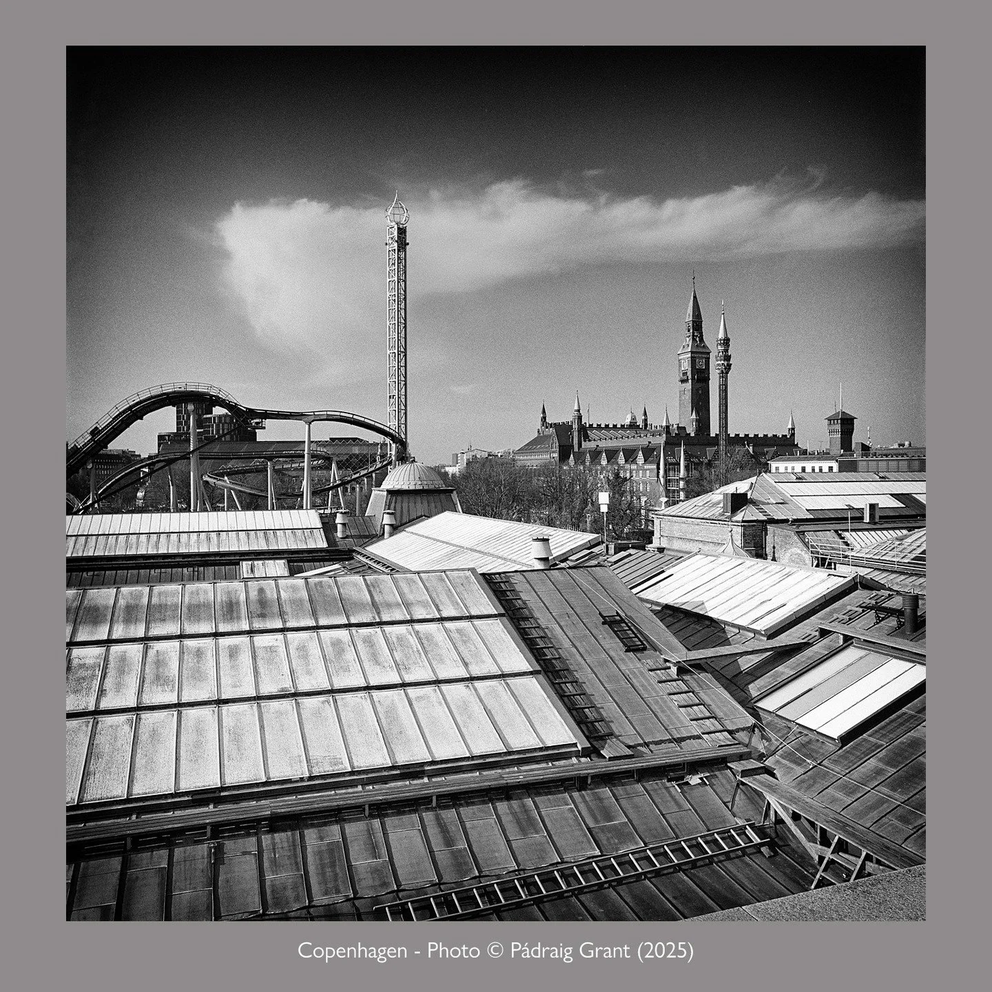 Rooftops, Copenhagen, Denmark 
Photo &copy; P&aacute;draig Grant

#padraiggrantsworld #filmphotography #blackandwhitephotography #hasselblad203fe