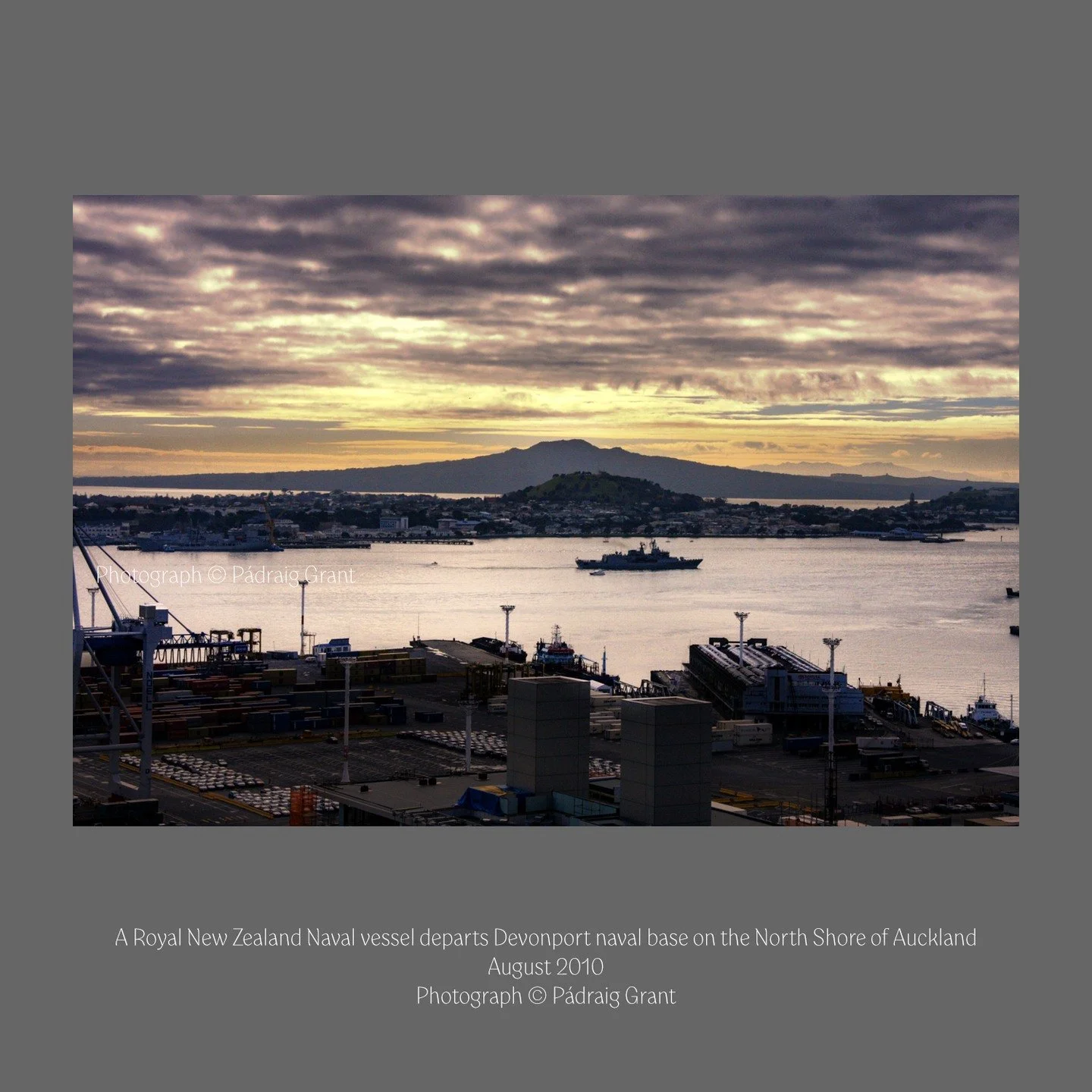 A Royal New Zealand Naval vessel departs Devonport naval base on the North Shore of Auckland.
August 2010

Don't share without credit &amp; tag:
Photograph &copy; P&aacute;draig Grant

#padraiggrantsauckland #photojournalism