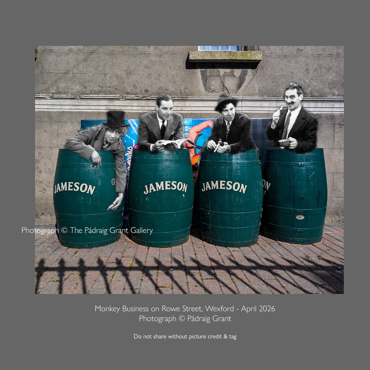 Monkey Business on Rowe Street, Wexford, Ireland

You can share if picture credit and tag are attached:
Photograph &copy; P&aacute;draig Grant

#padraiggrantsworld #marxbrothers
@marxbrothersmuseum