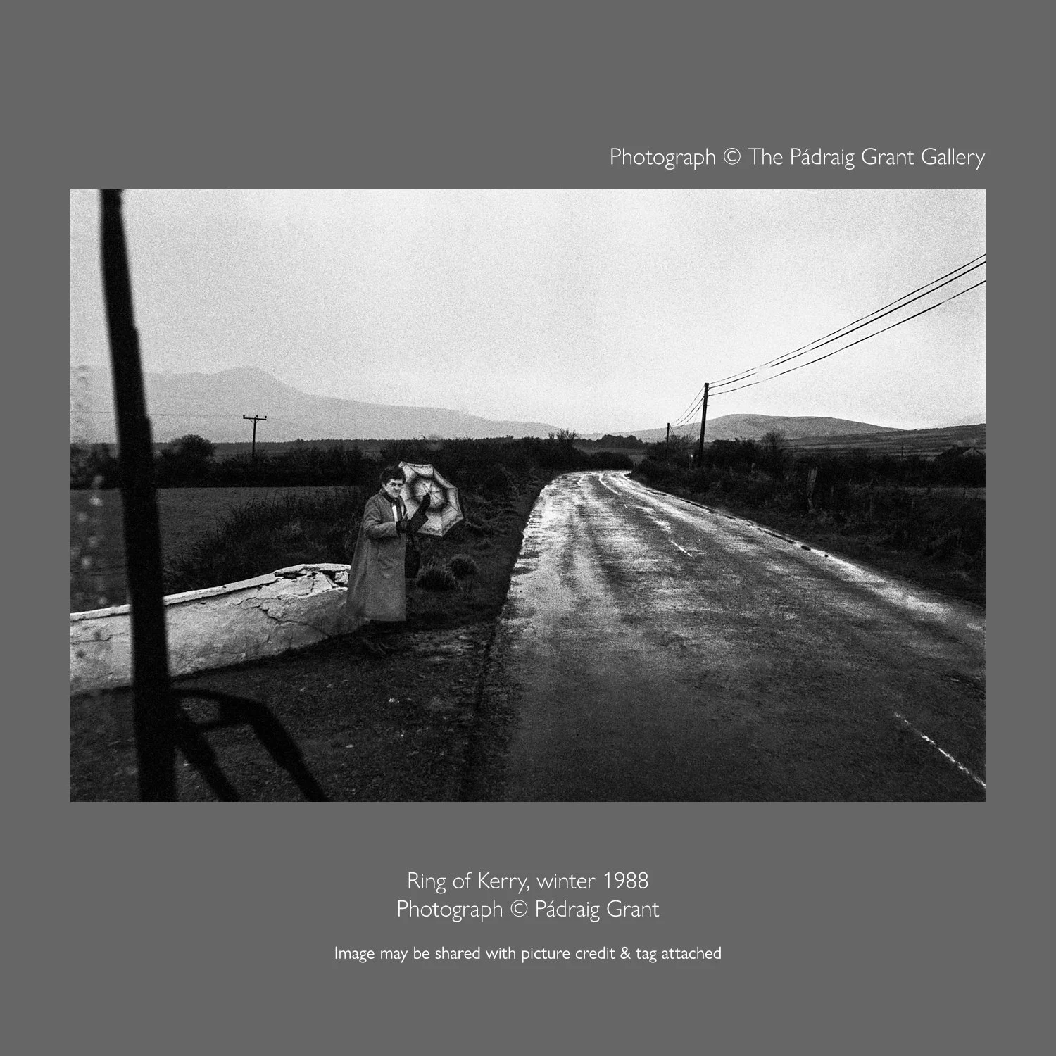 Catching the bus as a storm cleared on the Ring of Kerry. 
Winter 1988

Image may be shared with picture credit and tag attached:
Photograph &copy; P&aacute;draig Grant

#padraiggrantsireland