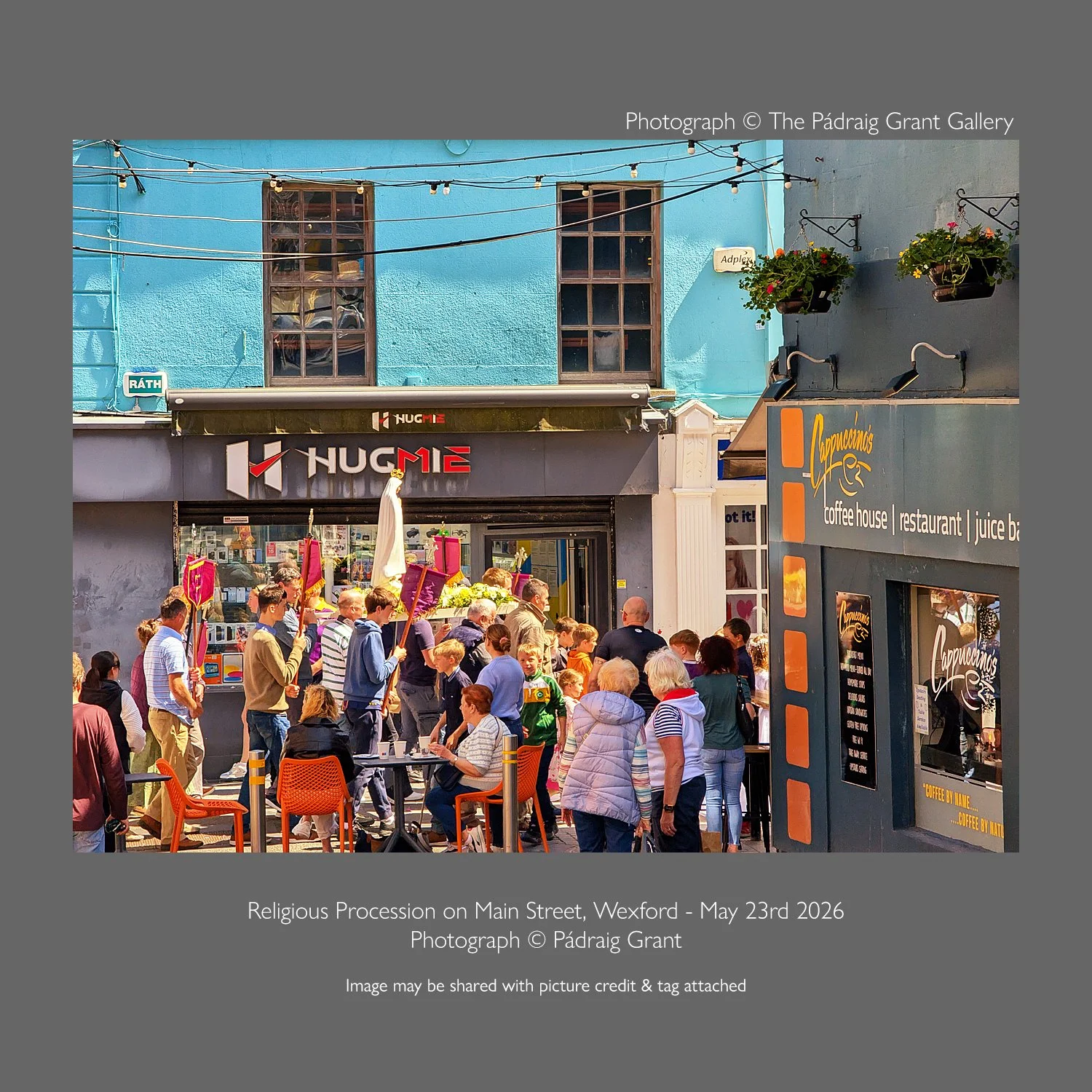 A religious procession on Main Street, Wexford on May 23rd 2026
I'm not sure what they are celebrating but it's a beautiful day for a parade.

Image may be shared with picture credit and tag attached:
Photograph &copy; P&aacute;draig Grant

#padraigg