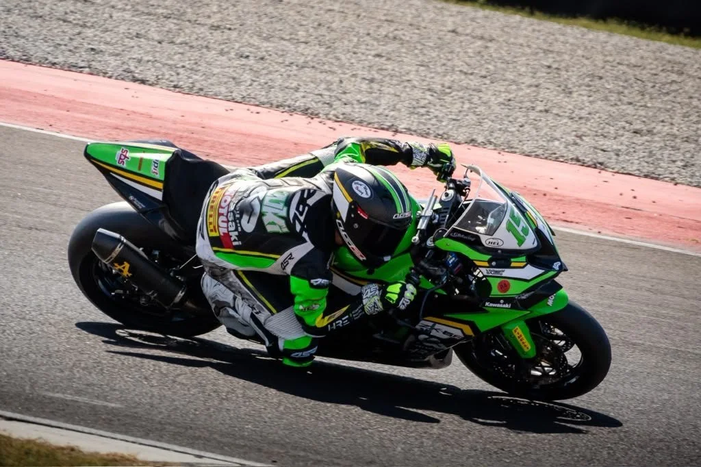 Side view of Luki Owen leaning the Kawasaki ZX-6R Sportbike through a corner — 2026 season