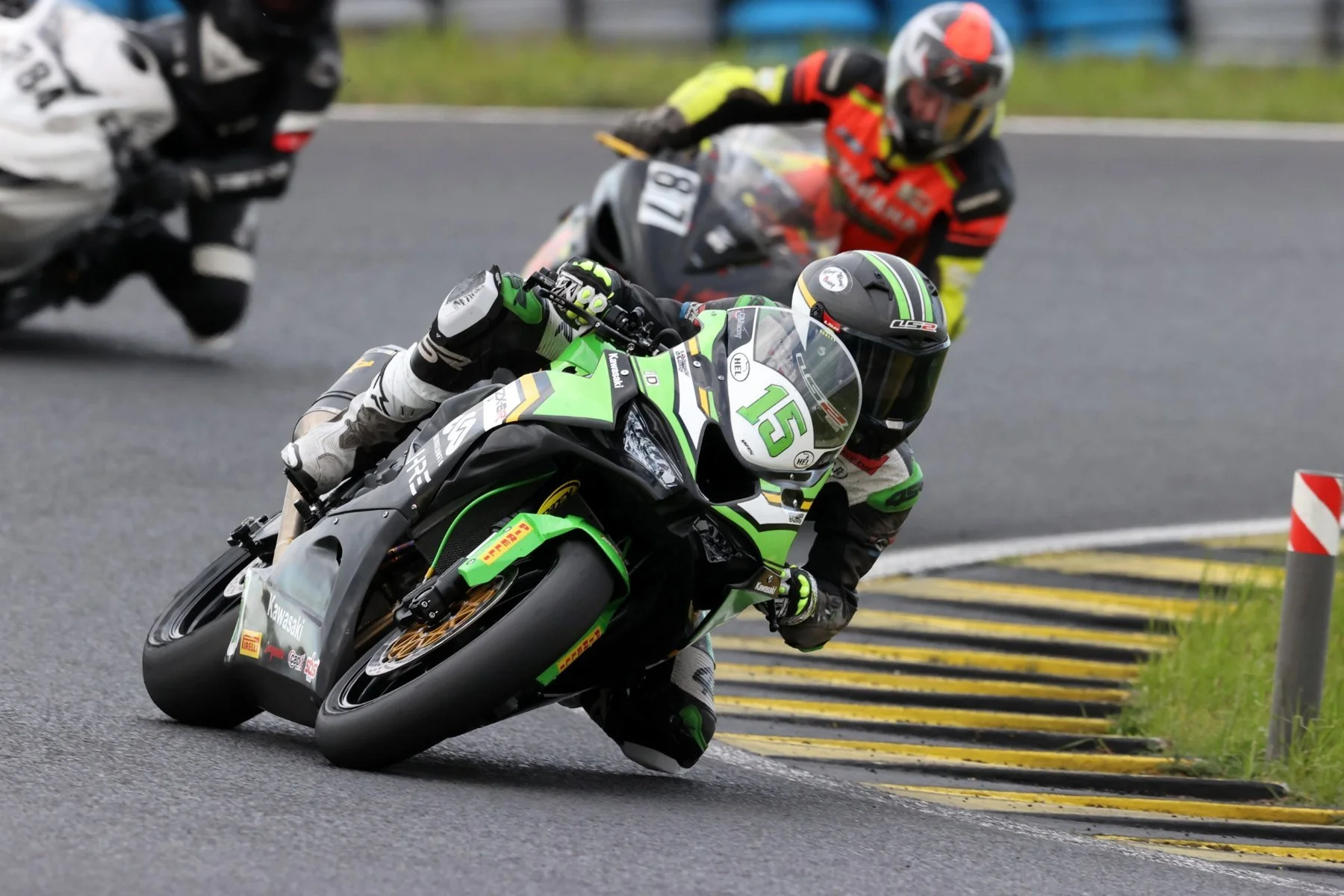 Luki Owen following another rider on the Kawasaki ZX-6R Sportbike — Pannonia Ring pre-season test, April 2026