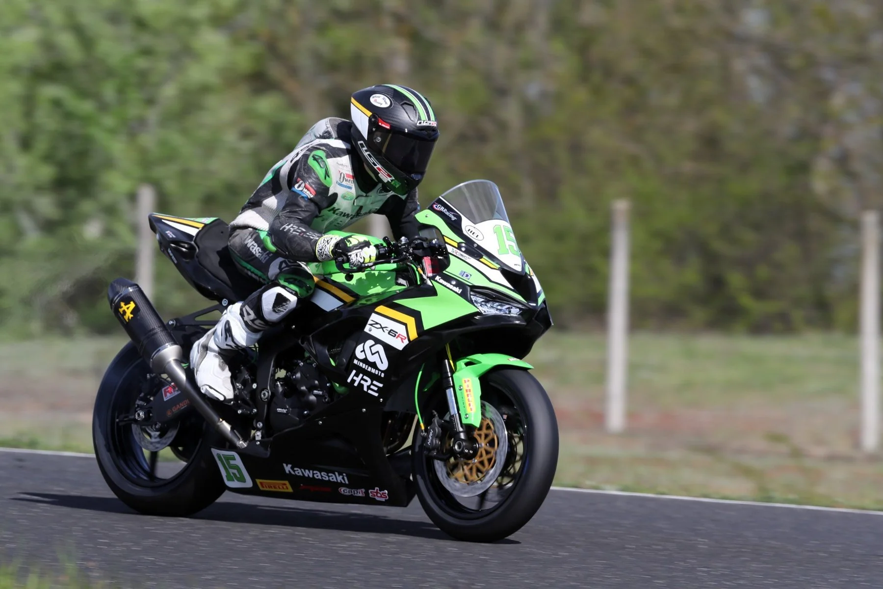 Luki Owen accelerating on the Kawasaki ZX-6R Sportbike — Pannonia Ring pre-season test, April 2026