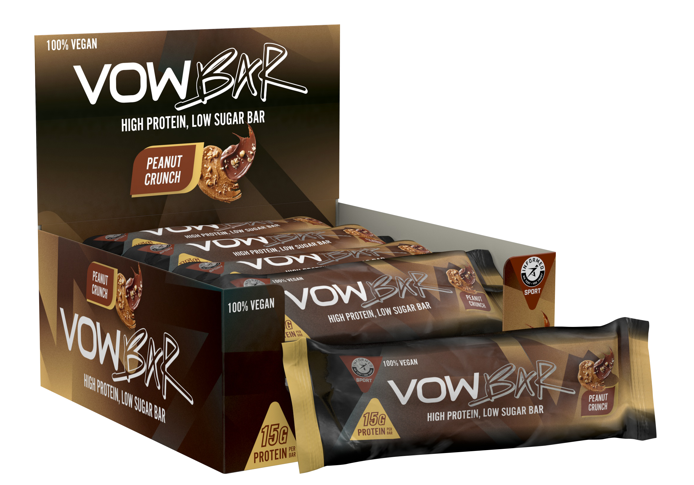 VOW Protein Bar 48g x 12 - Peanut Crunch