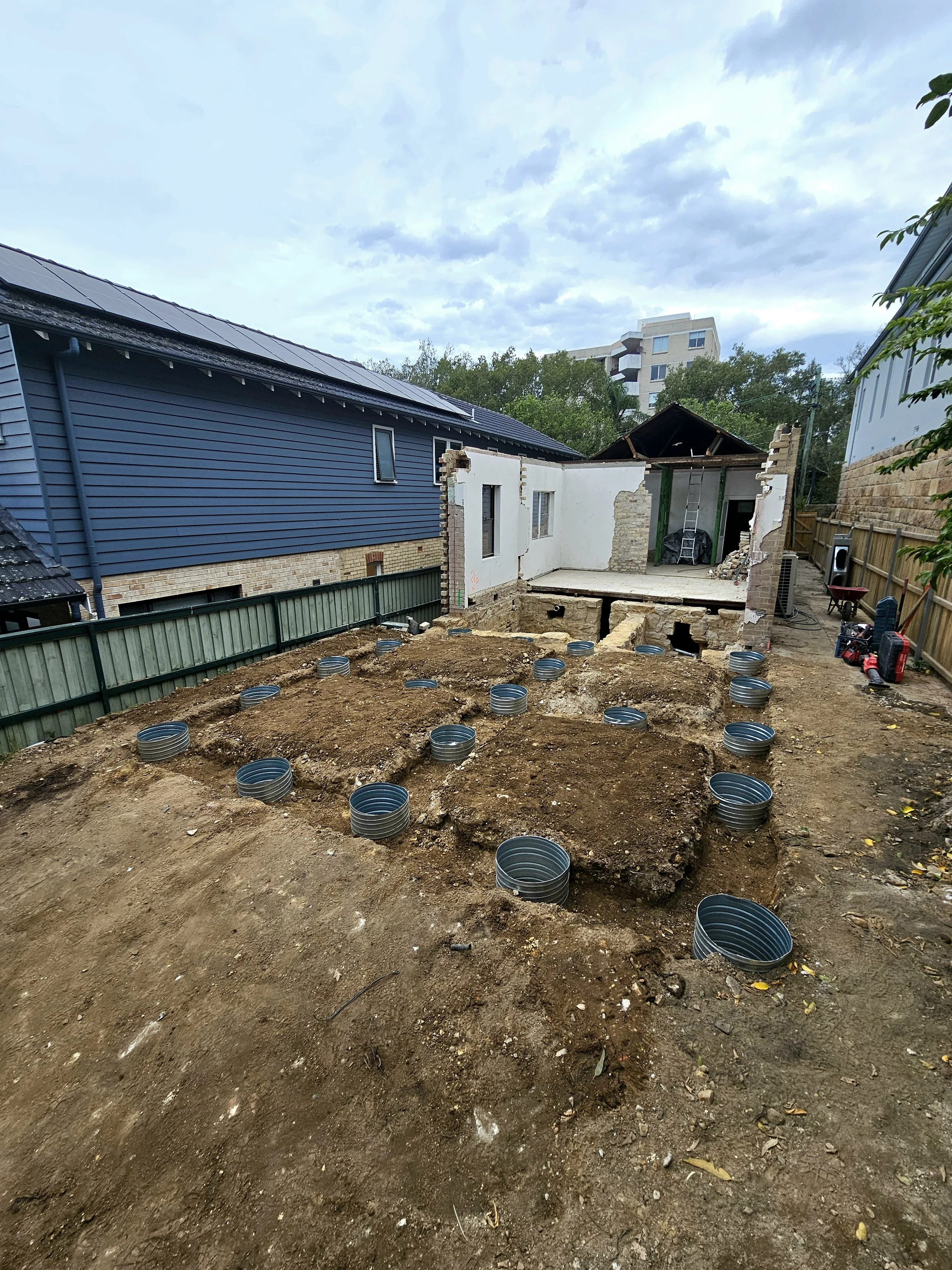 augar piling for foundations and footings on a residential construction site in Sydney