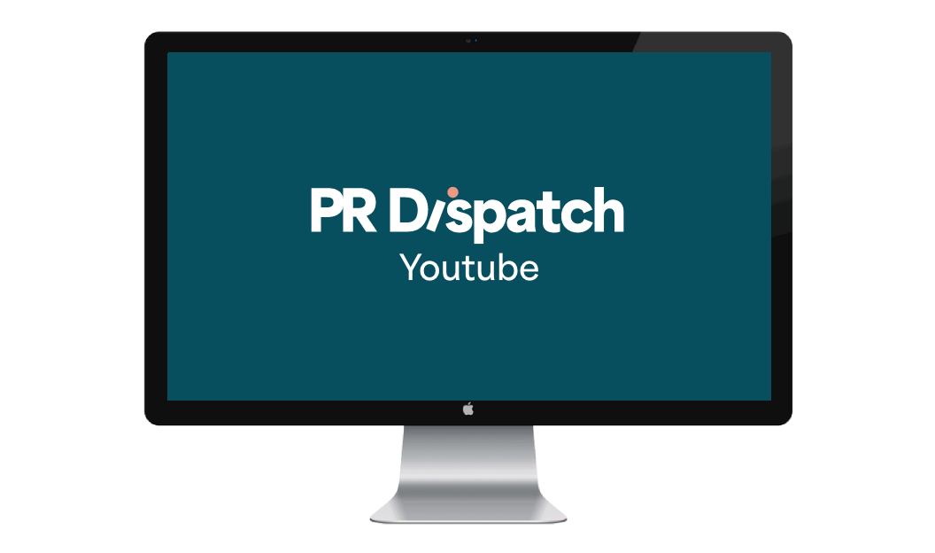 A mac book mock up of PR Dispatches YouTube
