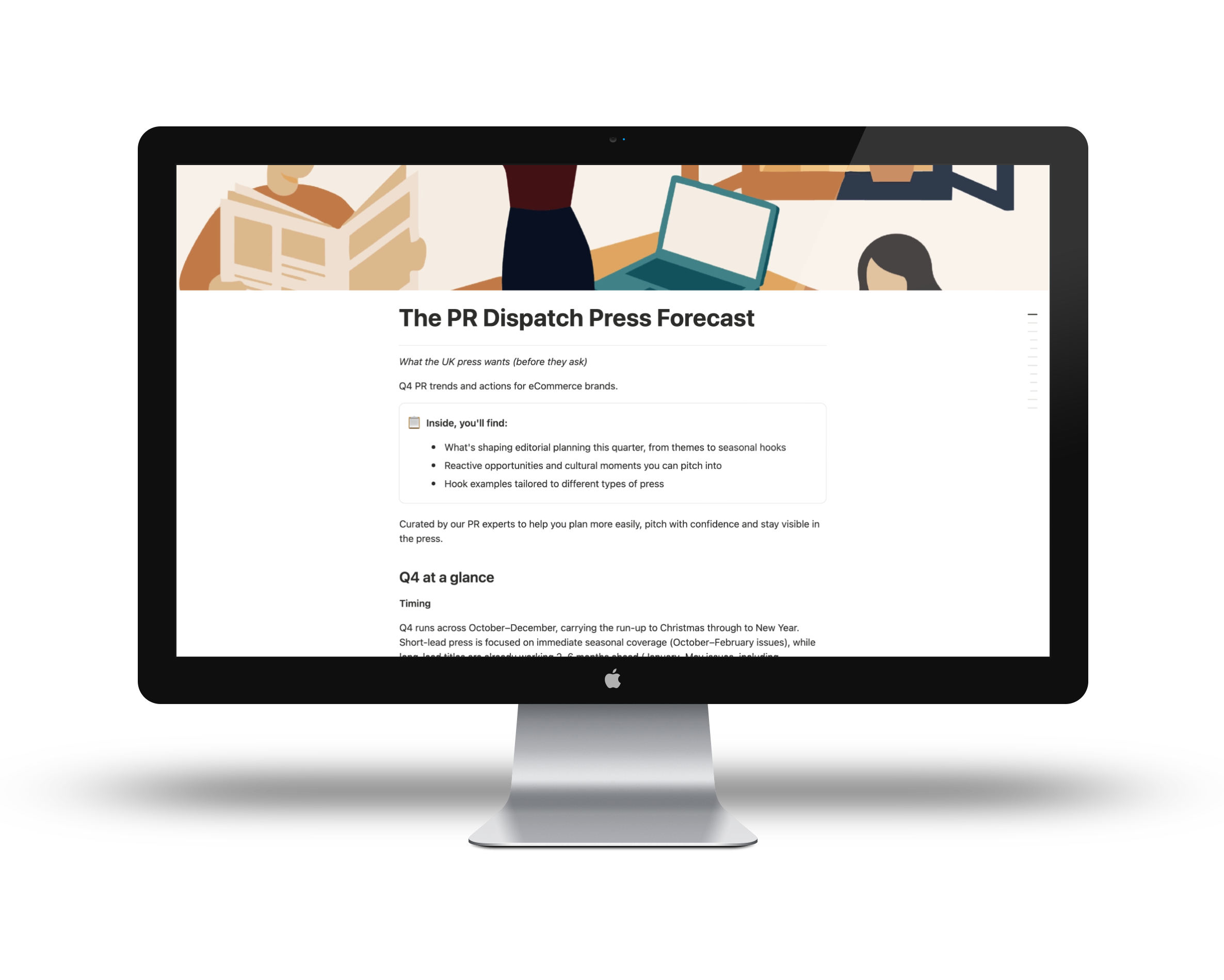 PR Dispatch Press Forecast showing upcoming PR opportunities for product brands