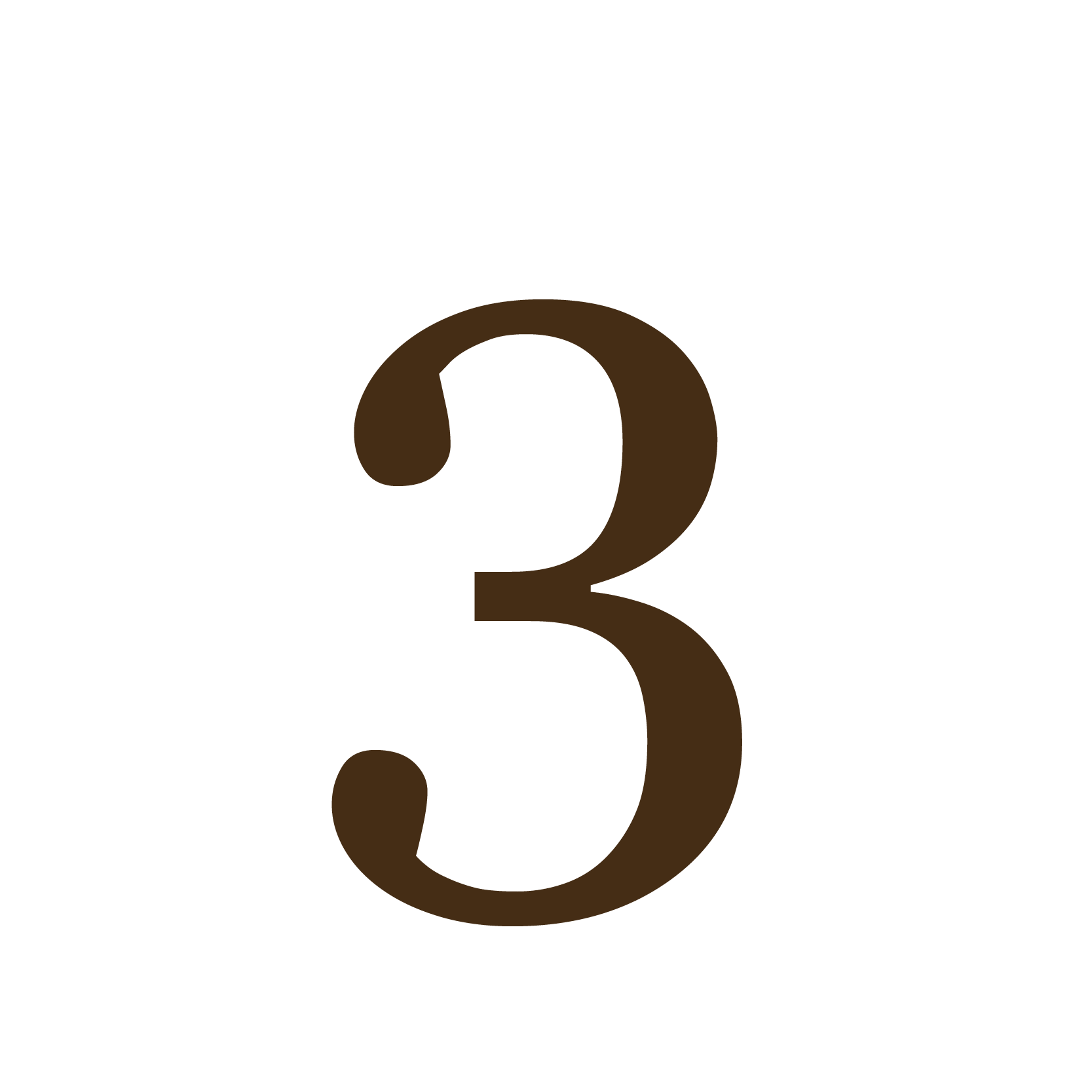 Typography Serif Font Brown Number Three