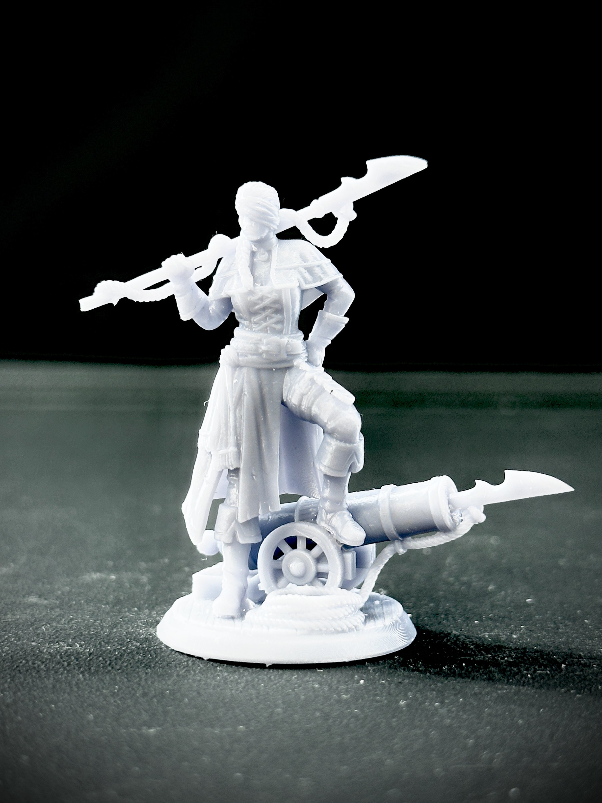 Miniatura impresa en resina de fantasía oscura.