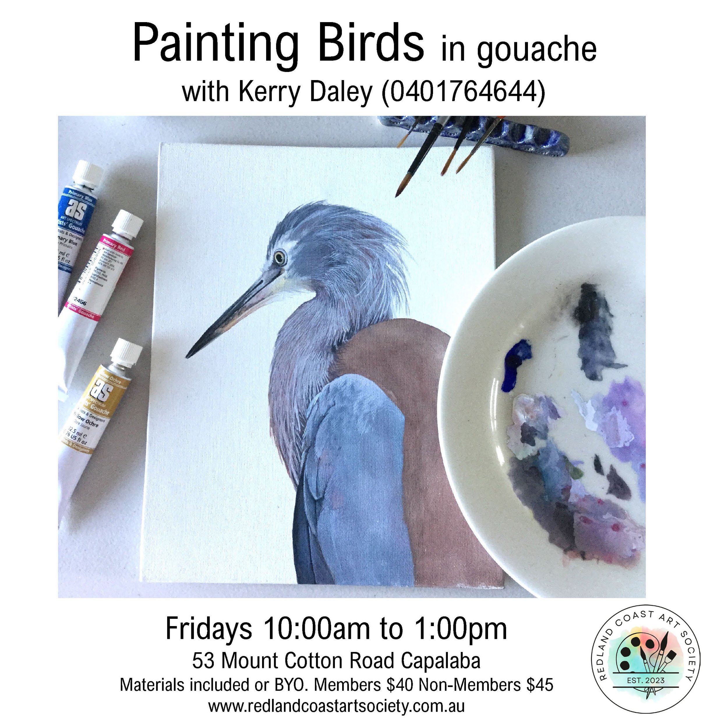 Gouache Bird Painting class 