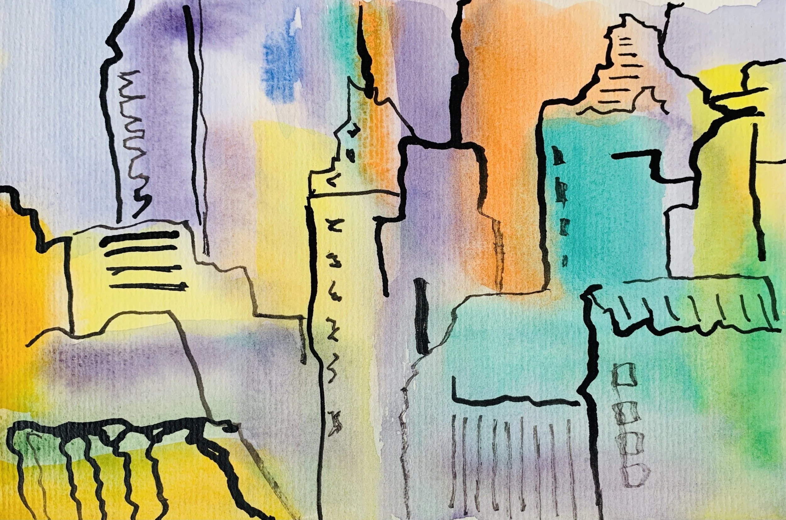  Cityscape Green ,
Svetlana Prokhorova 
Watercolour, 
Size: 15x21 cm, framed 
Price: $125