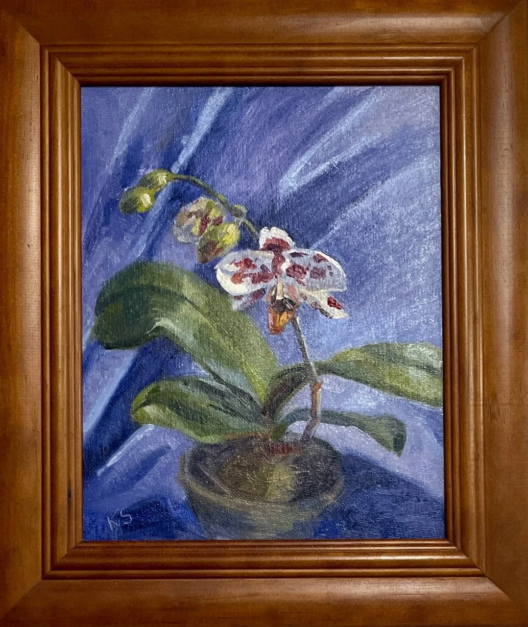  Orchid on Blue Silk ,
Katia Strounina 
Oils, 
x cm, framed  
Price: $75