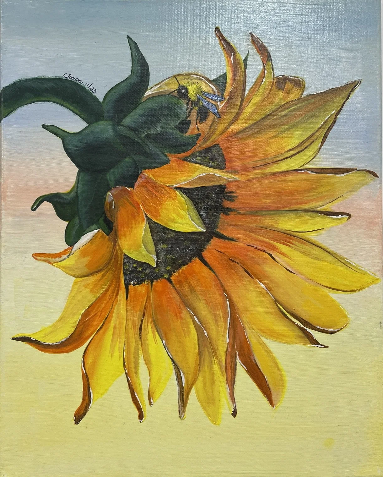  Sunflowers and Bees ,
Teresa Sheehan 
Acrylic, 
x cm, unframed  
Price: $80