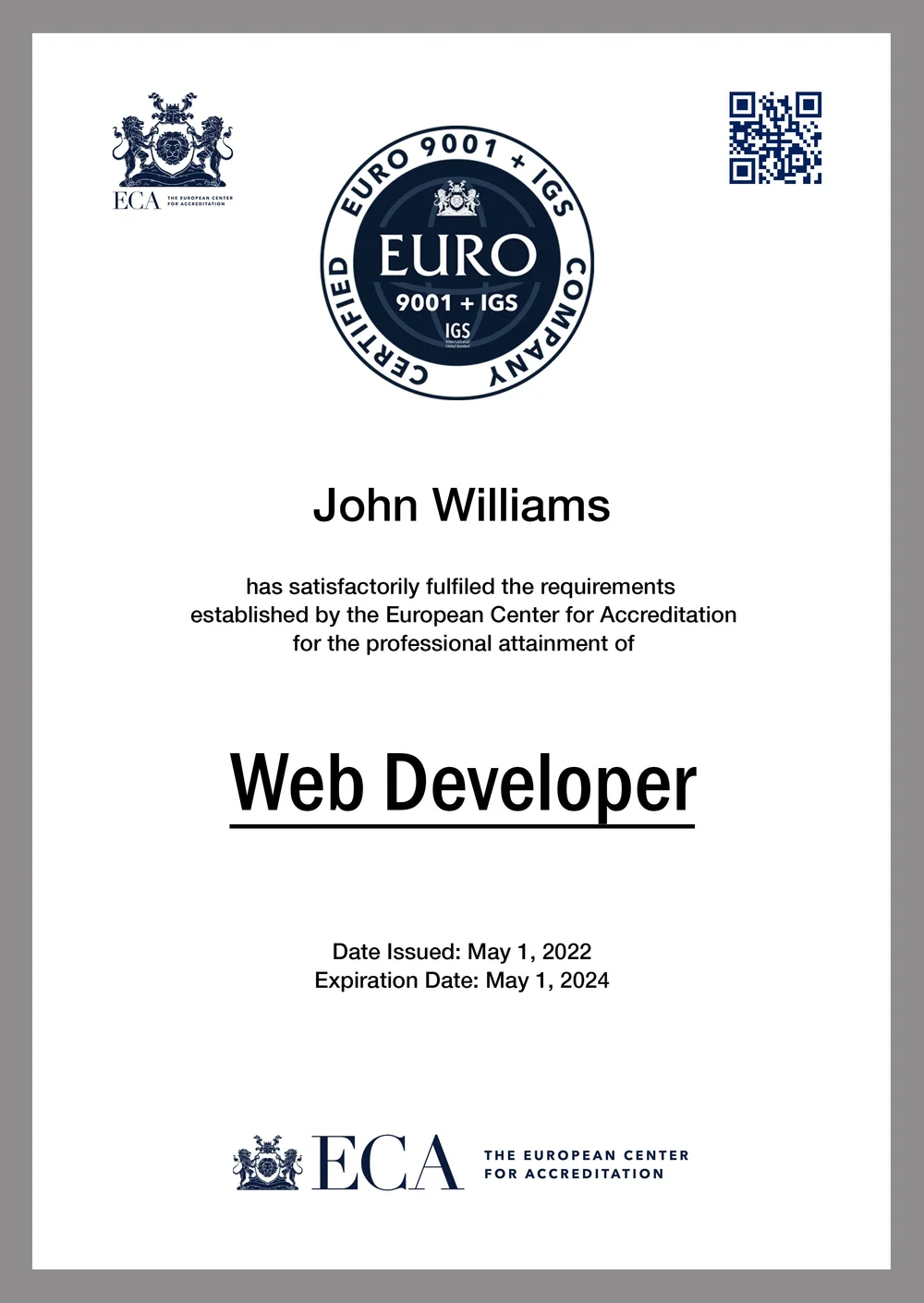 ECA Professional Certification — European Center for Accreditation