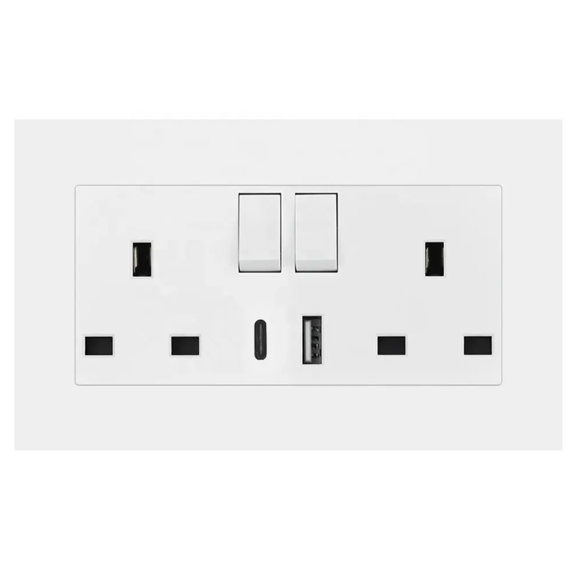 Luxury white matt plug socket with USB and USB-C port