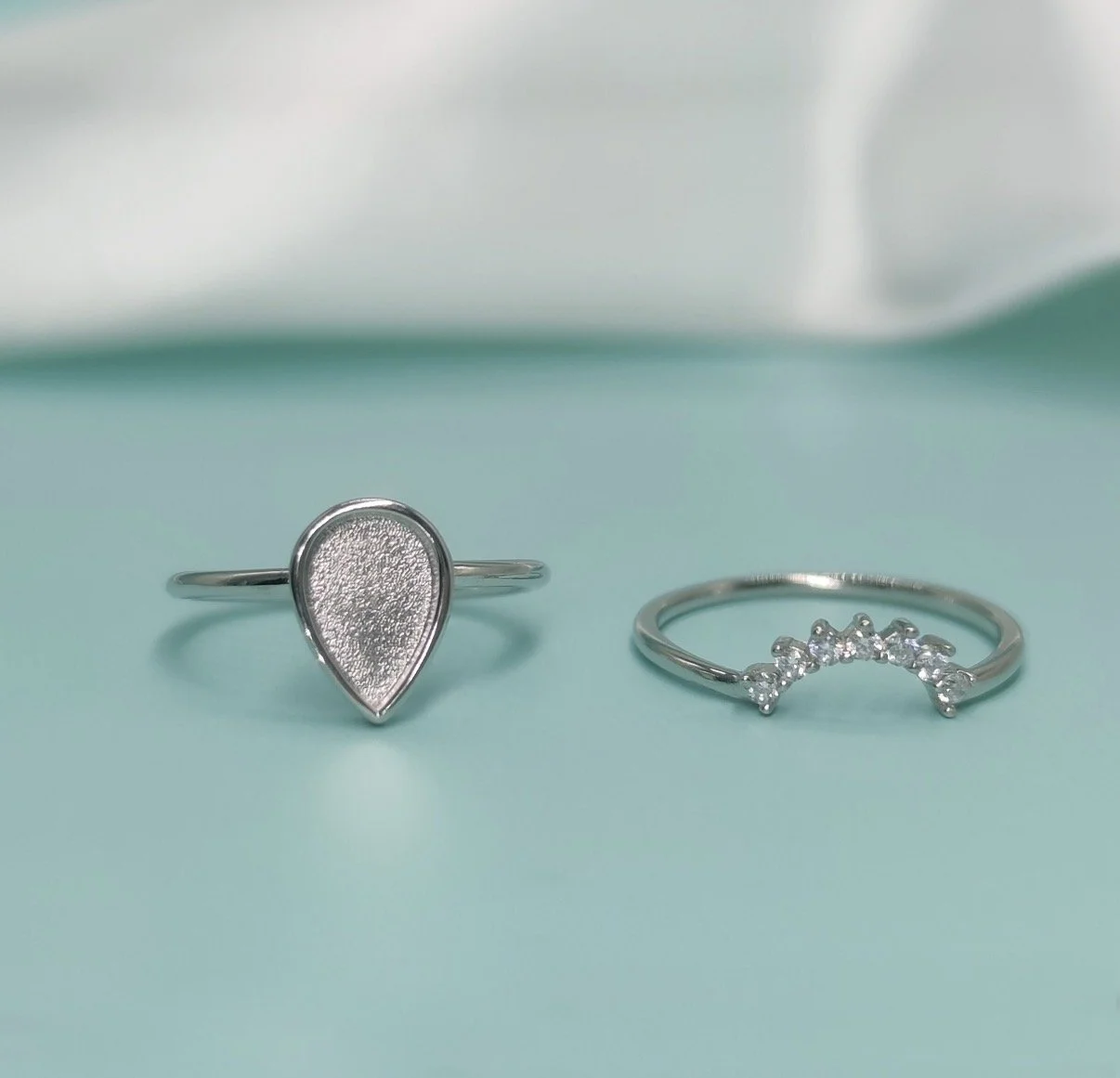 Birthstone Teardrop Stacker Ring Set