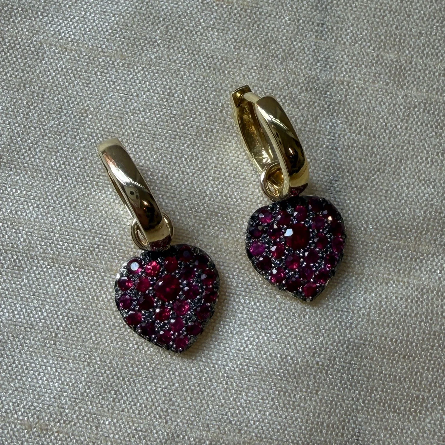 ruby heart earrings pair