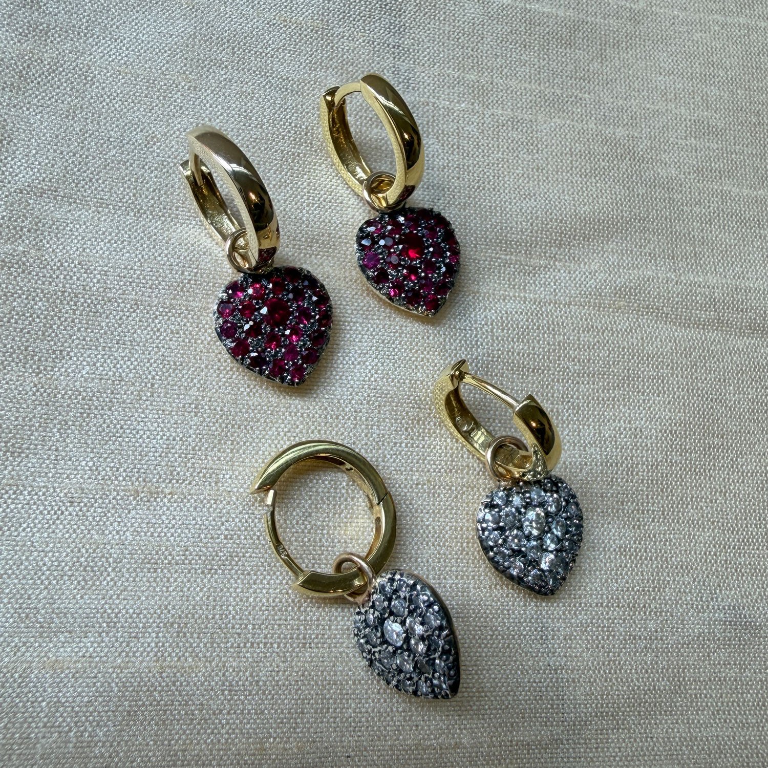 ruby heart earrings with diamond heart earrings