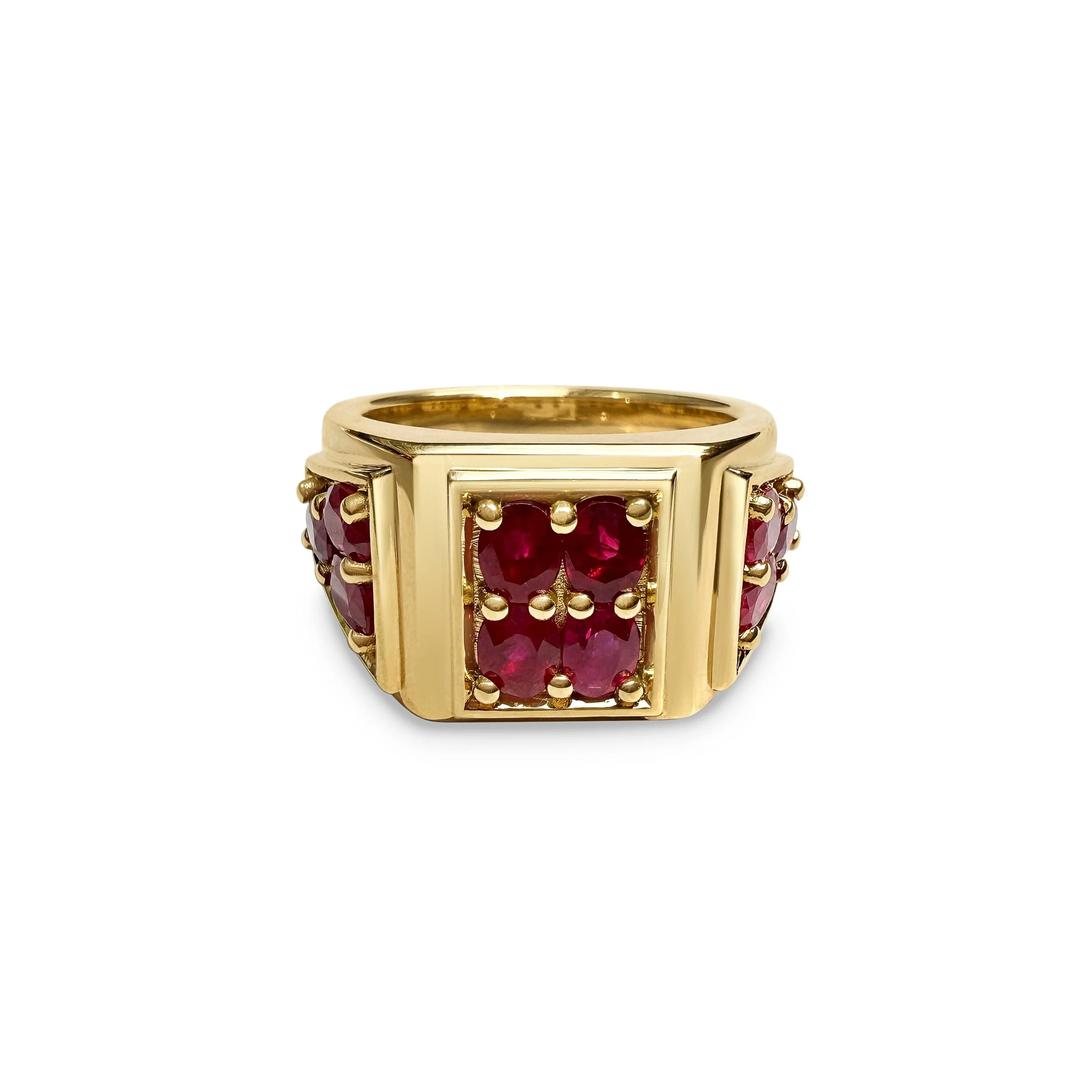 Ruby signet-style ring top view